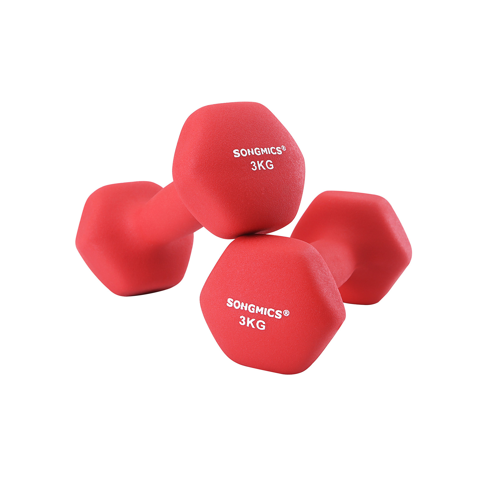 Hantlite komplekt, 2 tk, punane, 2 x 3,0 kg, 20 x 8,5 cm