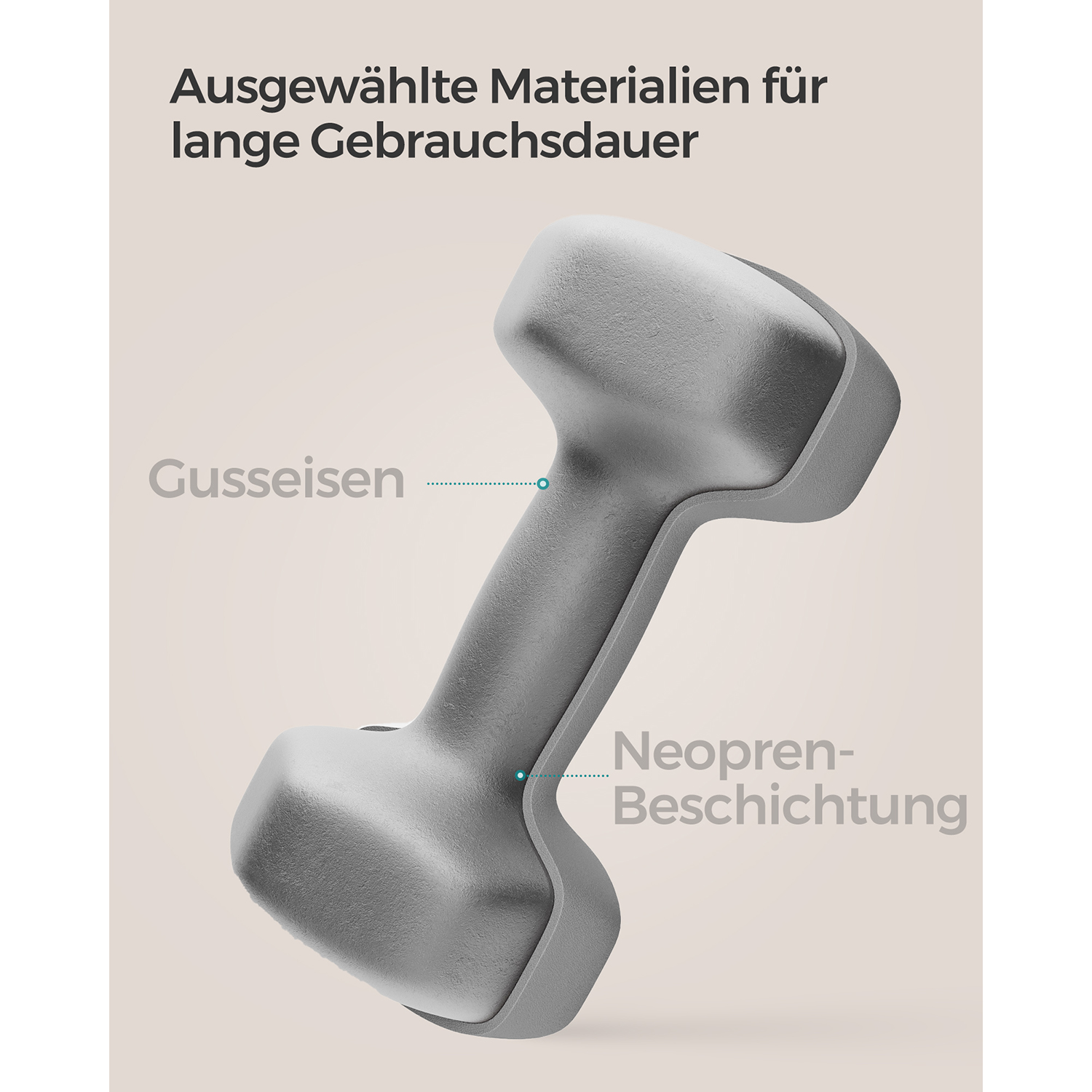 Käsipainosetti, 2 kpl, harmaa, valurauta neopreenipinnoitteella, 2 x 5 kg, 21 x 10,5 cm - Image 5