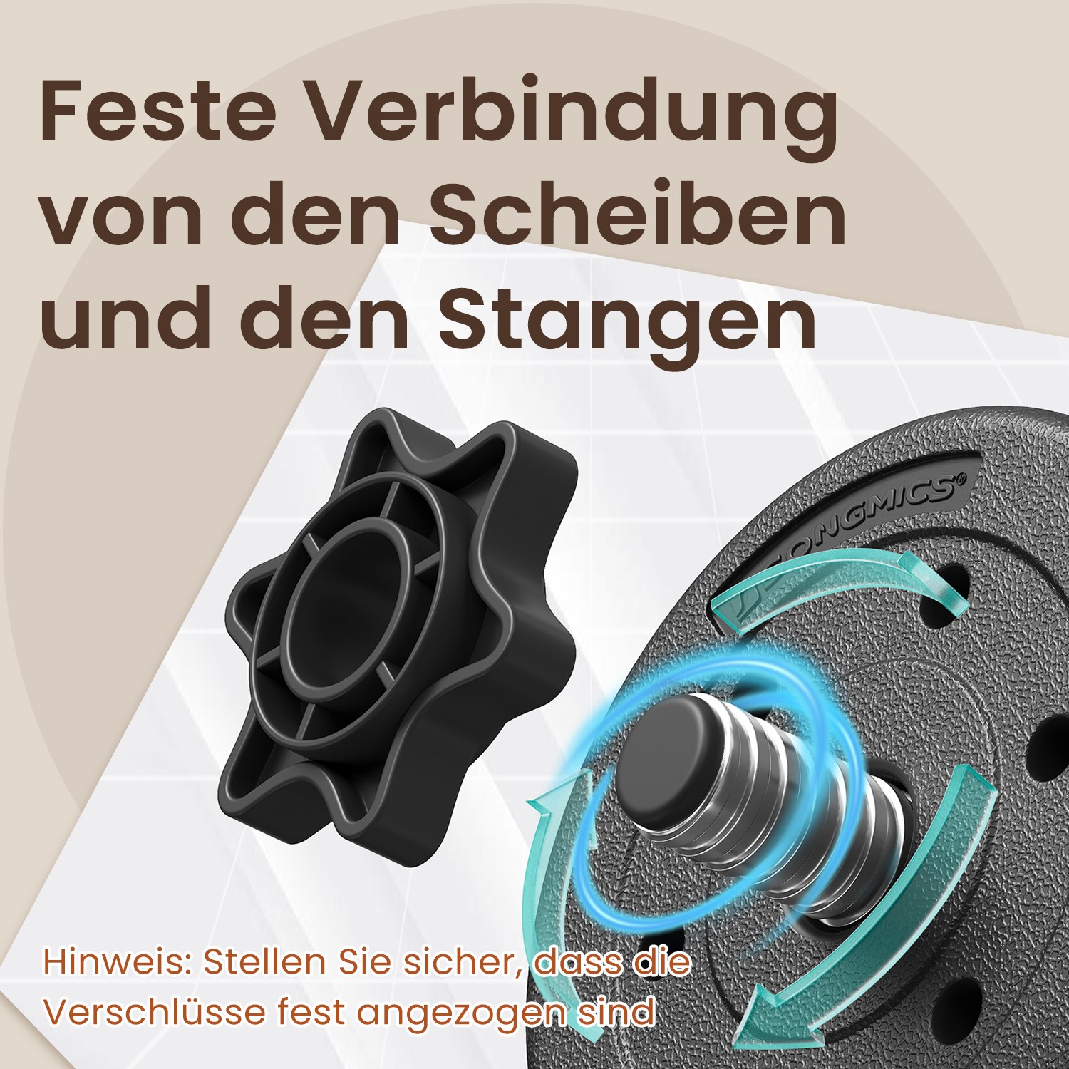 Reguliuojamų hantelių rinkinys 2-in-1 su jungiamuoju plieniniu vamzdžiu, 2 x 10 kg, juodas - Image 4