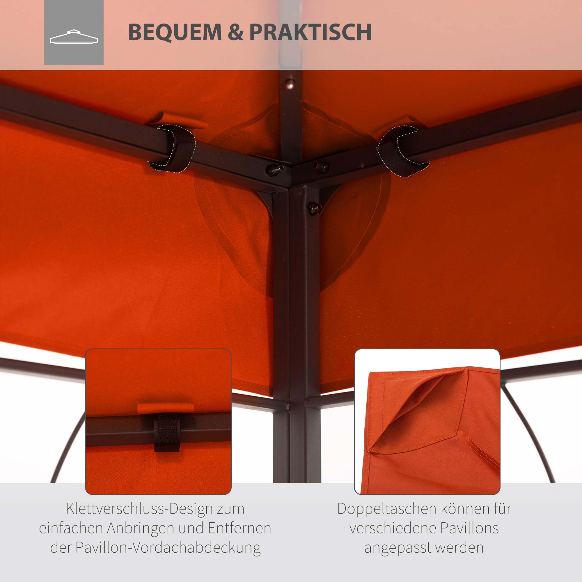 Paviljona rezerves jumts 3 x 4 m, poliesters, rūsas sarkans - Image 6