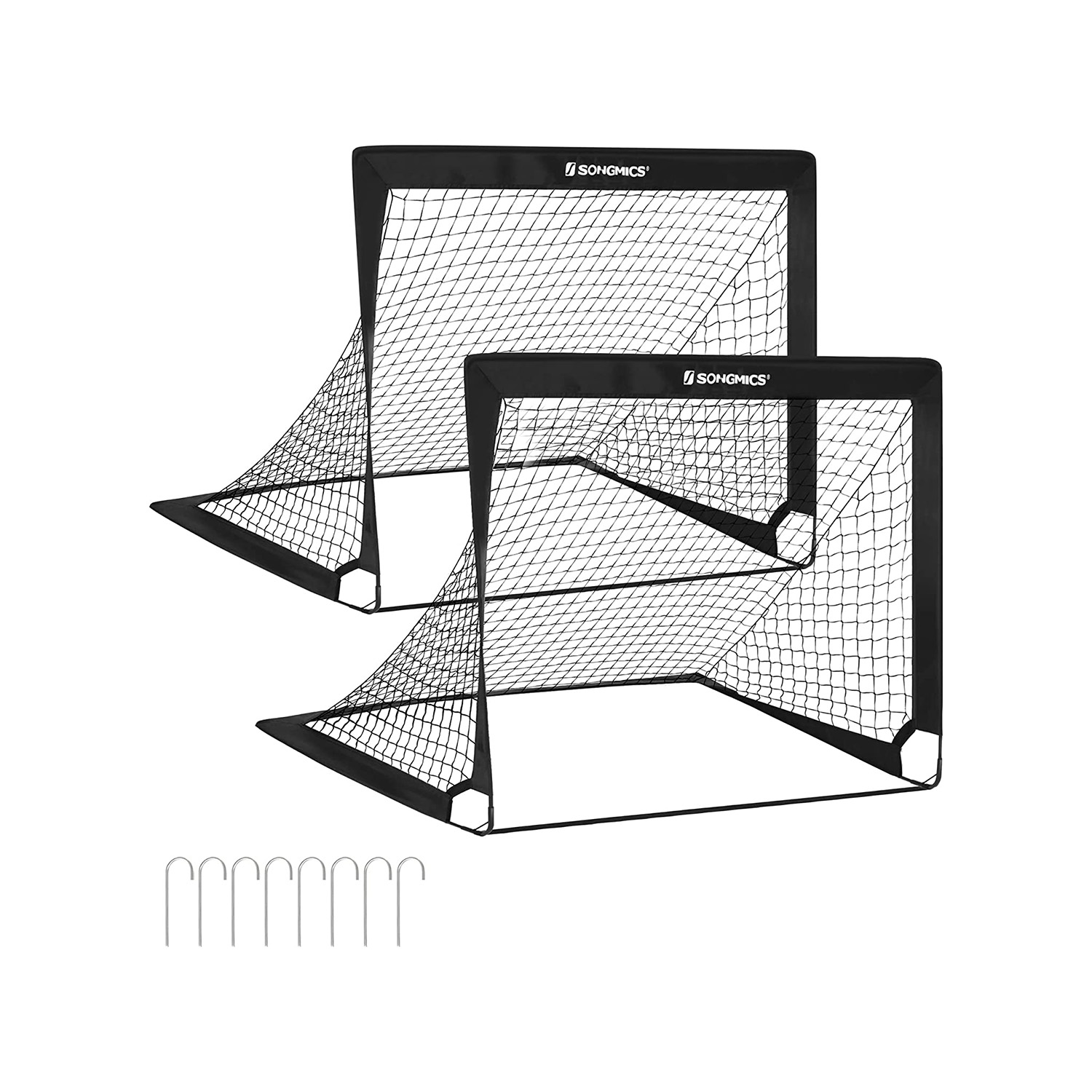 Laste jalgpalliväravad, 2 tk komplekt, 120 x 80 x 80 cm, mustad