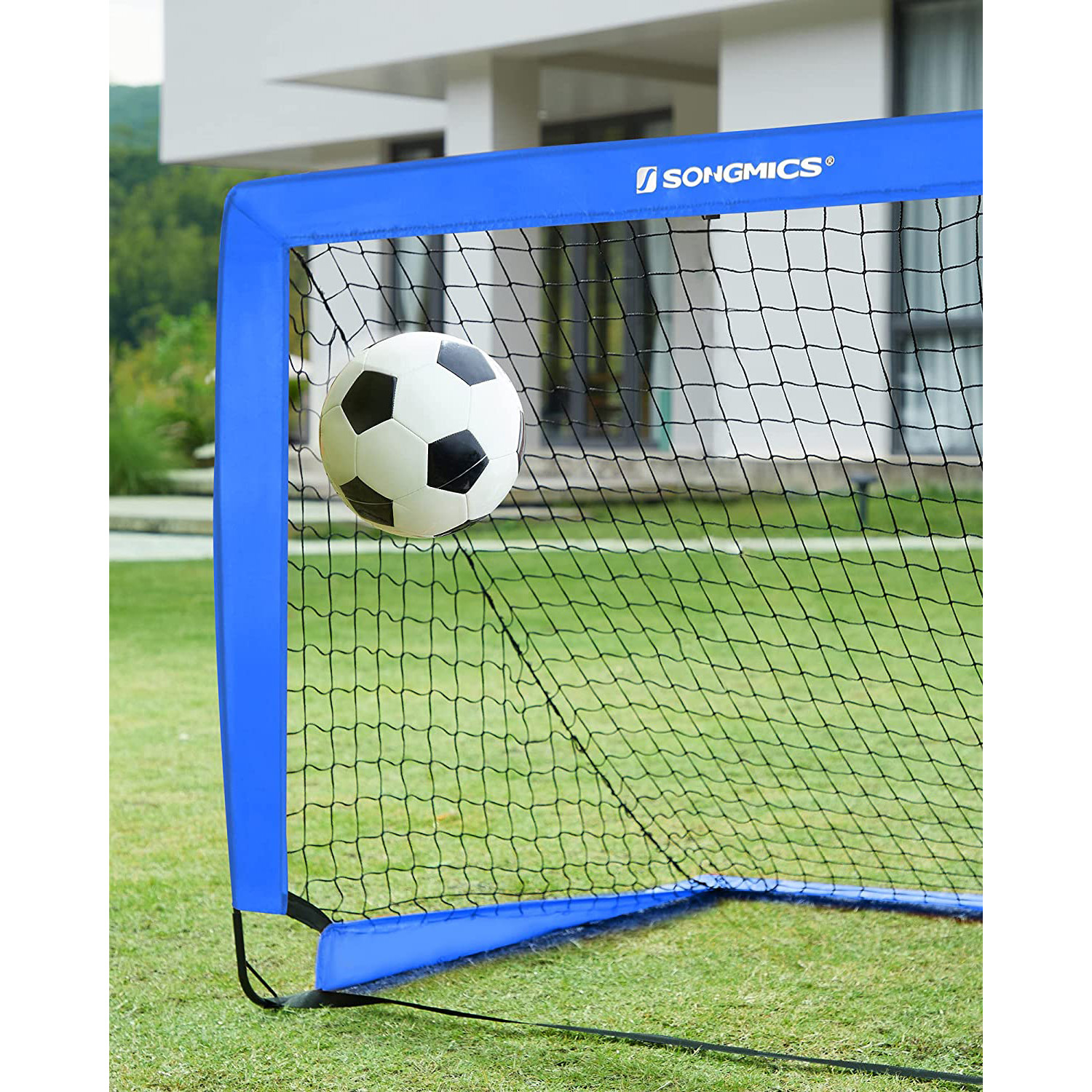 Vaikiški futbolo vartai, 2 vnt. rinkinys, iššokantys, mėlyni, 90 x 120 x 90 cm - Image 6