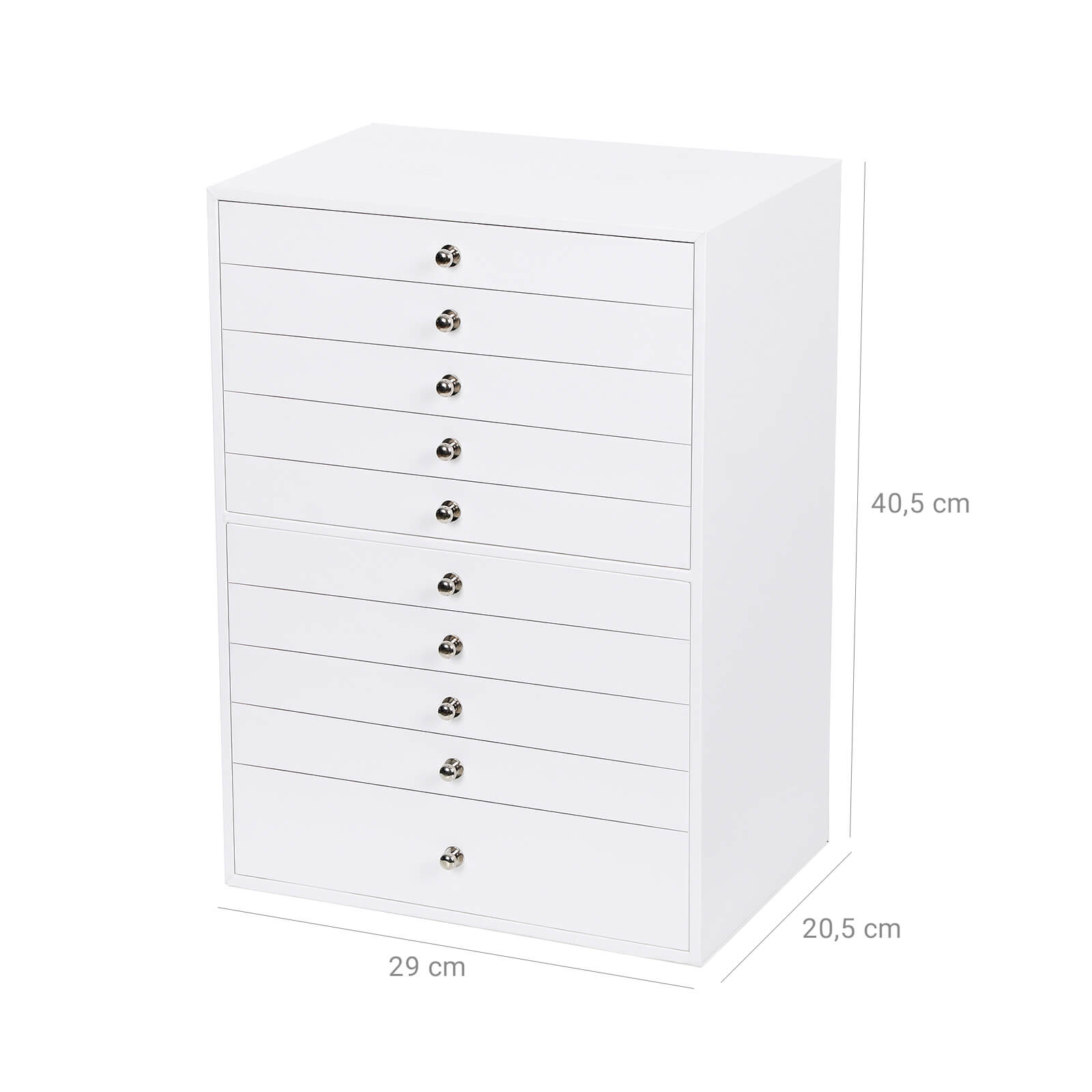 Papuošalų dėžutė su 10 stalčių, dirbtinė oda, 40,5 x 29 x 20,5 cm, balta - Image 6