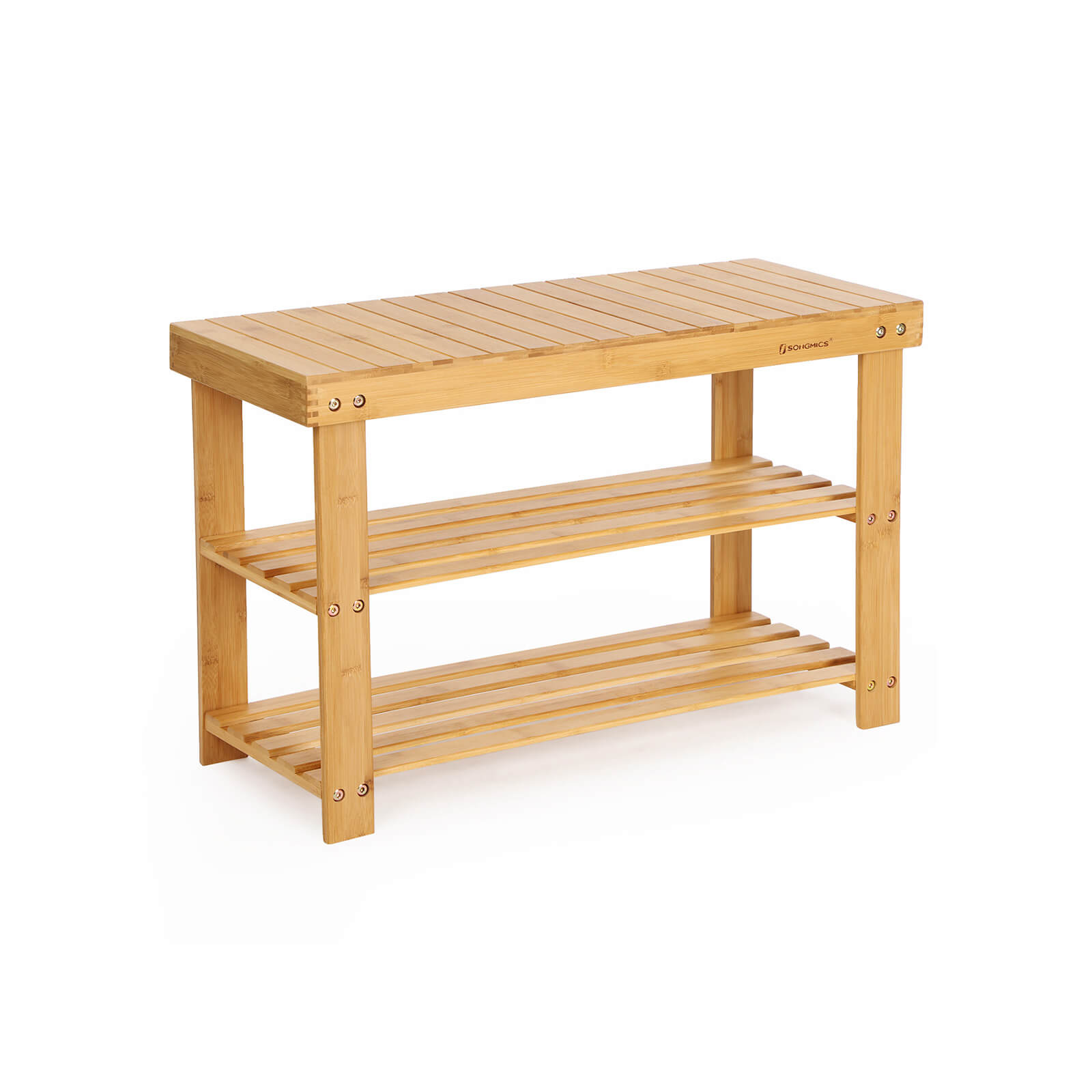 Apavu plaukts-soliņš no bambusa, dabīga krāsa, 70 x 28 x 45 cm, 3 plaukti