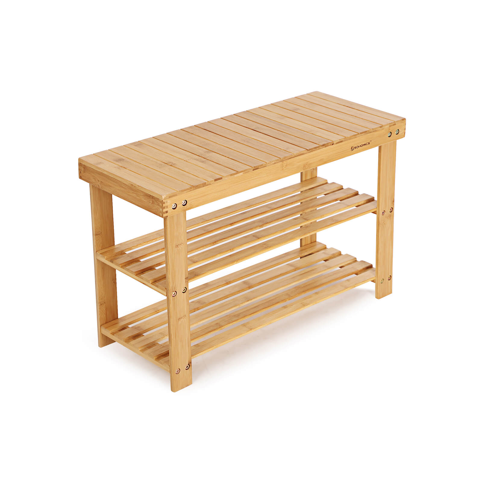 Apavu plaukts-soliņš no bambusa, dabīga krāsa, 70 x 28 x 45 cm, 3 plaukti - Image 4