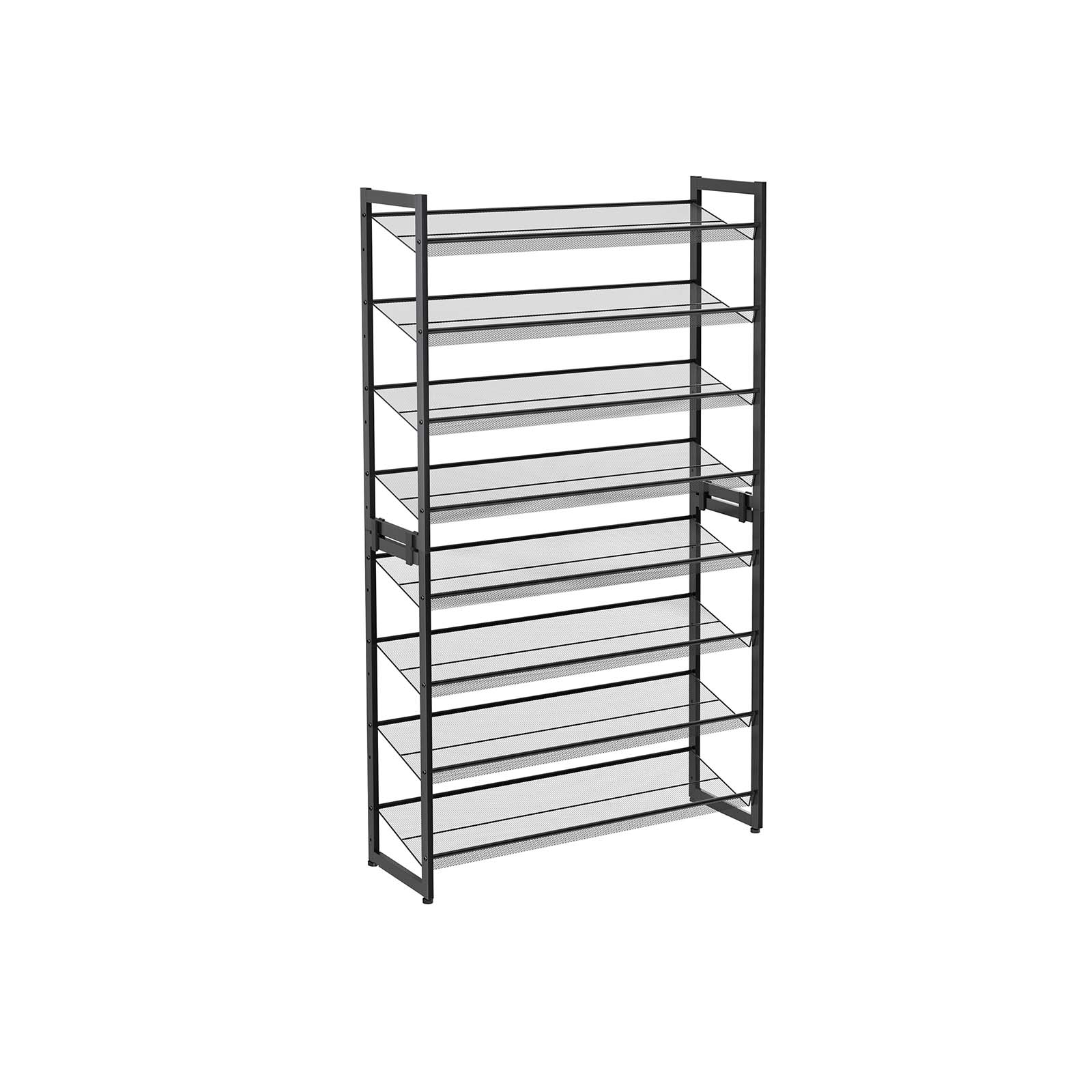 Apavu plaukts ar 8 līmeņiem, 2 daļu komplekts, melns, metāla, 92,5 x 30,7 x 163,5 cm