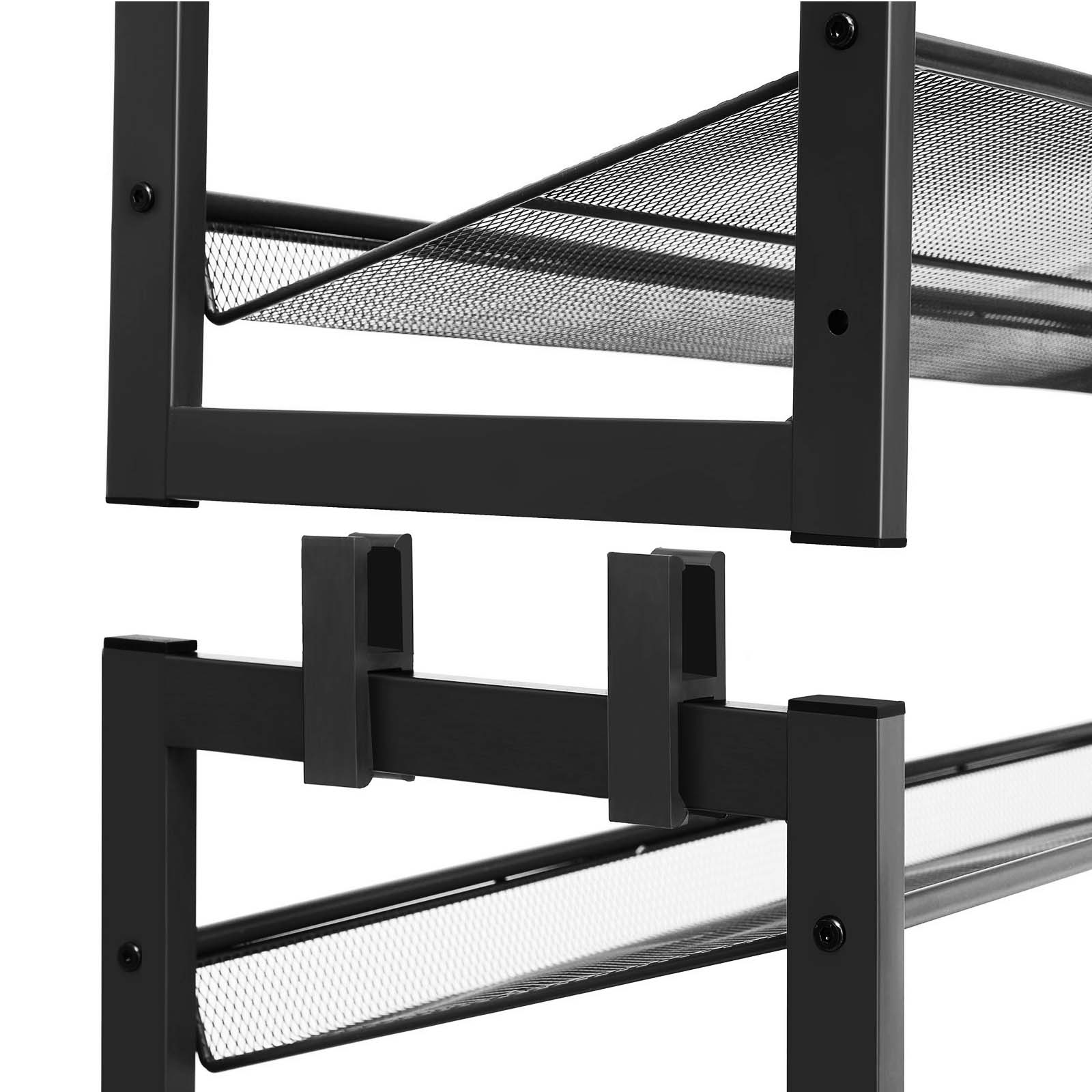 Batų lentyna, 8 aukštų, 2 dalių komplektas, juoda, metalinė, 92,5 x 30,7 x 163,5 cm - Image 4