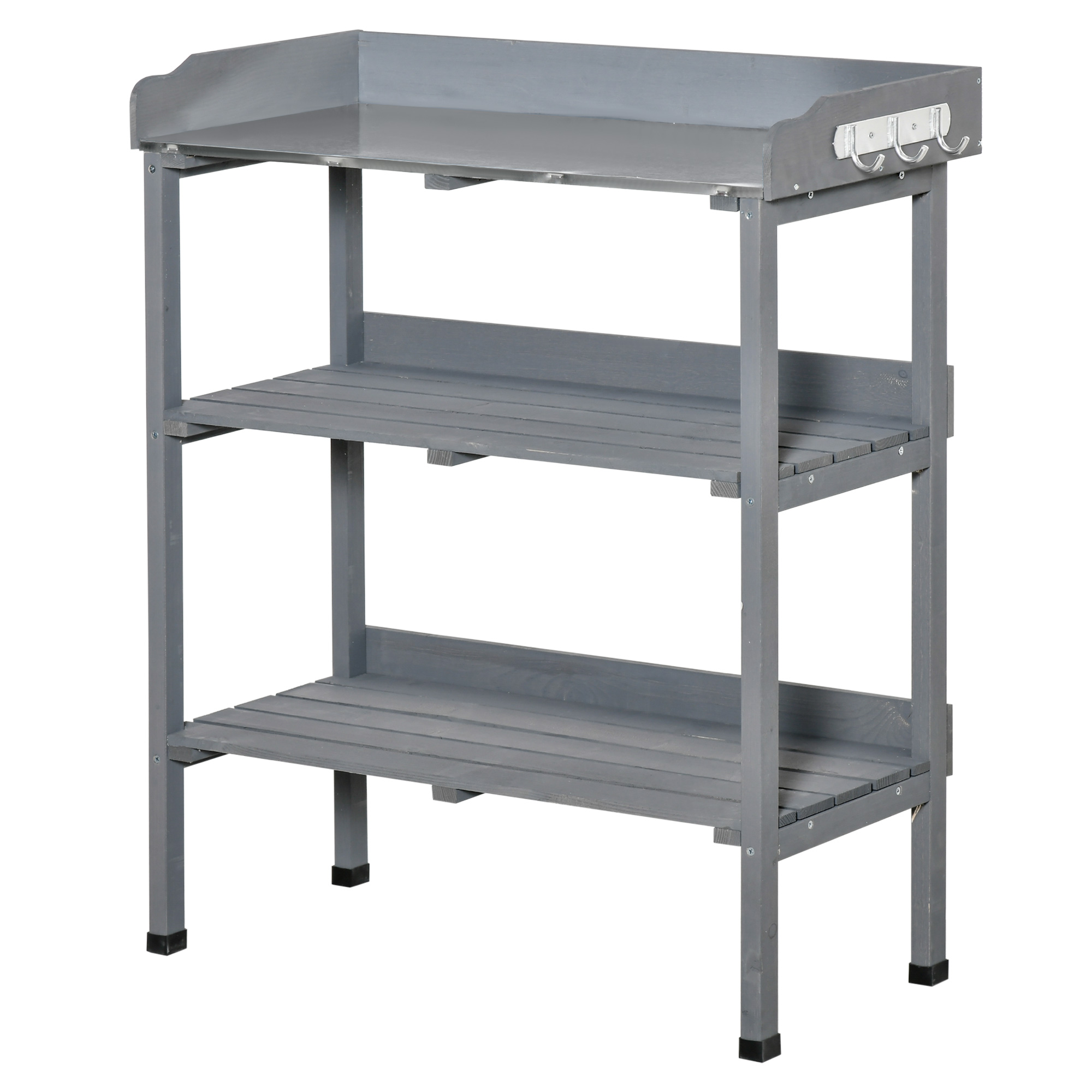Pflanztisch Gärtnertisch kukkapöytä metallisella työtasolla, harmaa, 76 x 37 x 89 cm