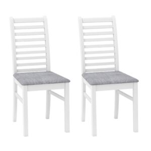 2-osaline puidust söögitoolide komplekt, valge-hall