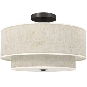 Laelamp topelt lina välimusega varjudega, kreemvalge, Ø40 x 26 cm