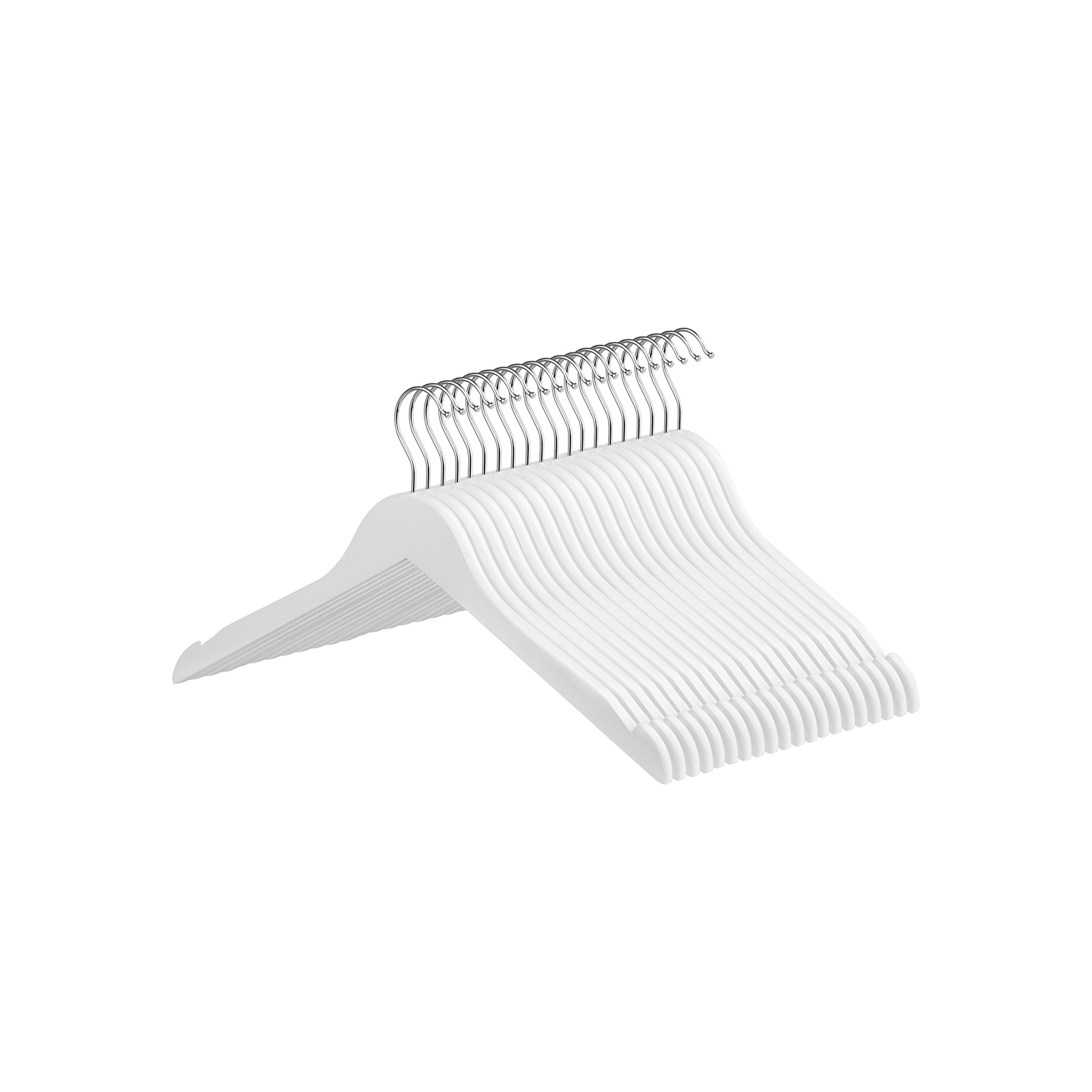 Puidust riidepuud, 20 tk, valged, vahtrapuidust, 44 x 1,2 x 23,5 cm