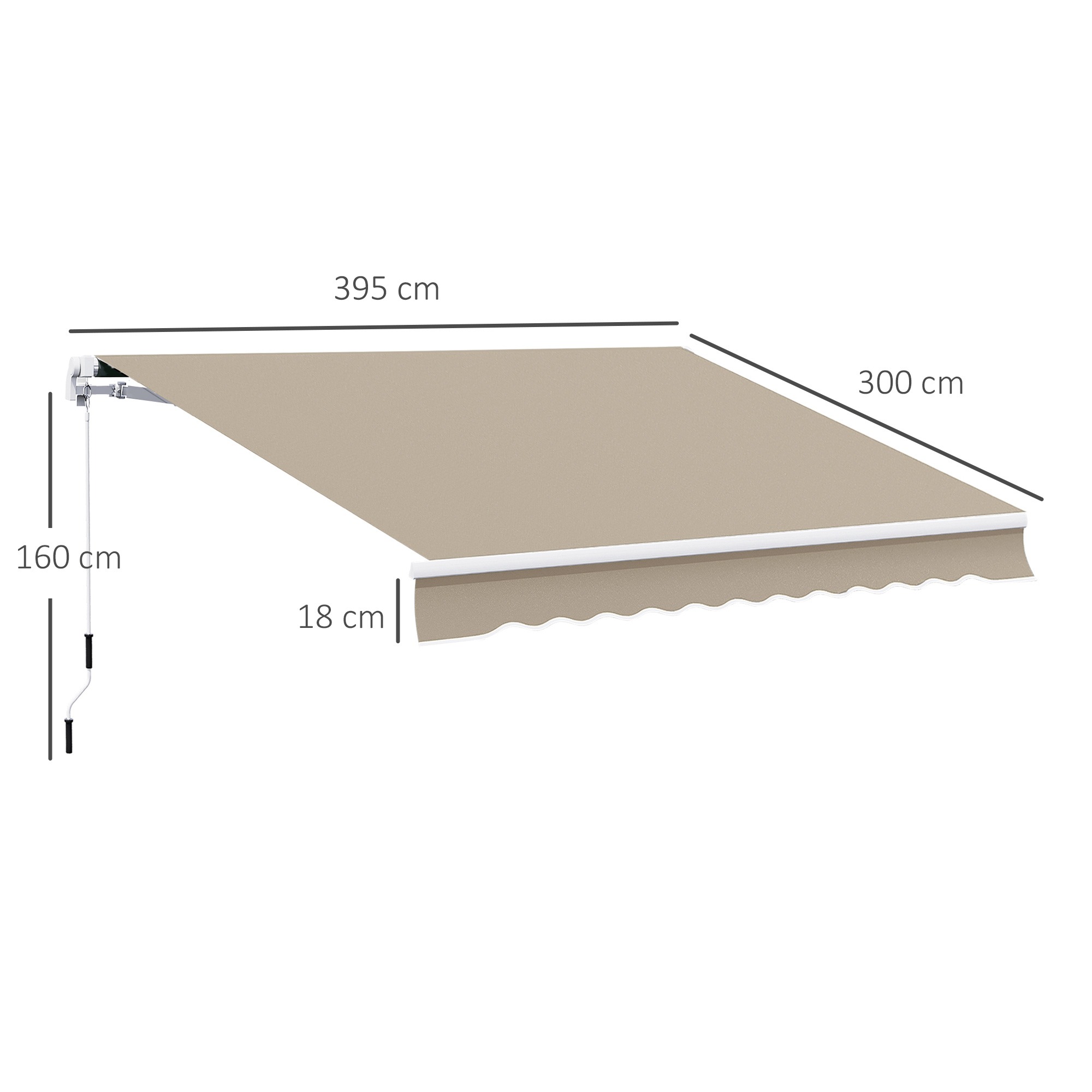 Reguleeritav rõhuvarikatus terrassile, 3,95 x 3 m, beež - Image 3