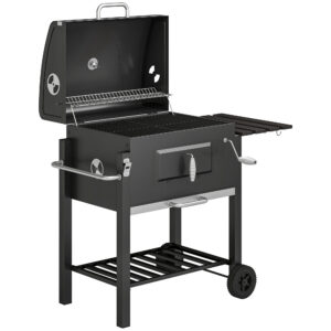 Puusöegrill suitsutaja, must, 113 x 65 x 108 cm