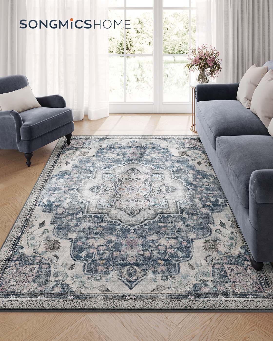 Vintage vaip, 140 x 200 cm, polüester, tuvivärvi hall - Image 2
