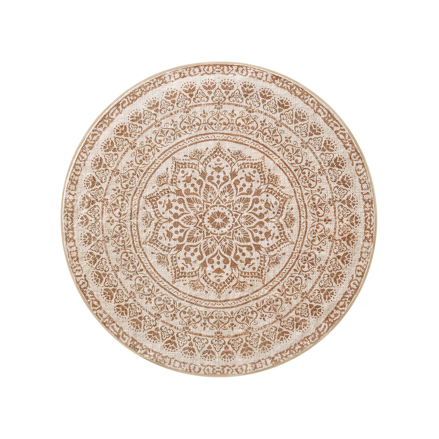 Ümmargune vaip, 120 cm läbimõõduga, boho stiilis, cappuccino beež