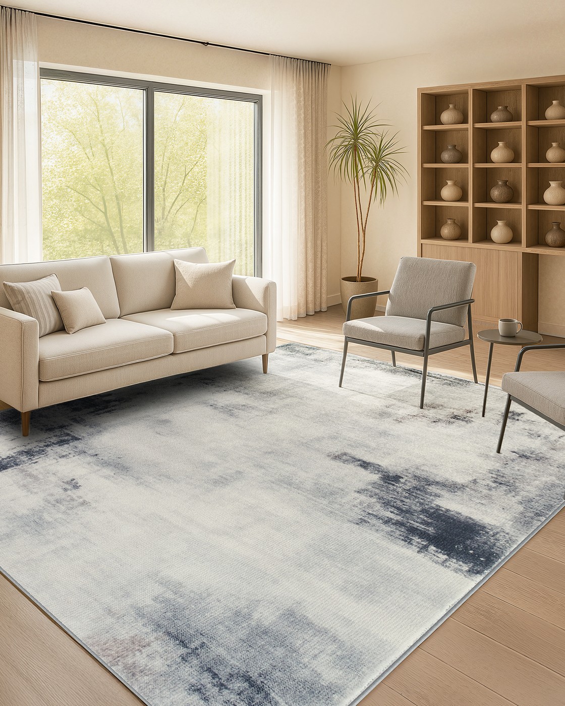 Kilimas svetainei, 160 x 230 cm, modernus abstraktus stilius, pilkai rusva spalva - Image 7
