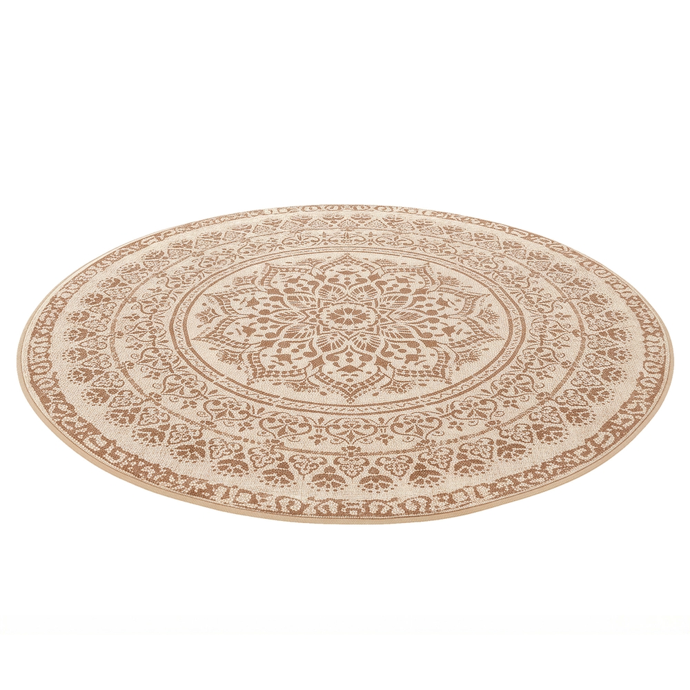 Ümmargune vaip, libisemiskindel ja masinpestav, 120 cm, beež, boho stiil