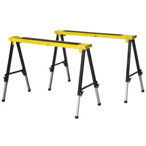 2 gab. saliekamu darba estakāžu komplekts, tērauds, dzeltena/melna, 100 x 49 x 62-90 cm, 100 kg