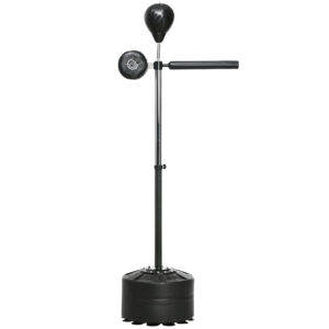 Reguleeritava kõrgusega poksistend speedballiga, must, 80,5 x 48 x 163-205 cm