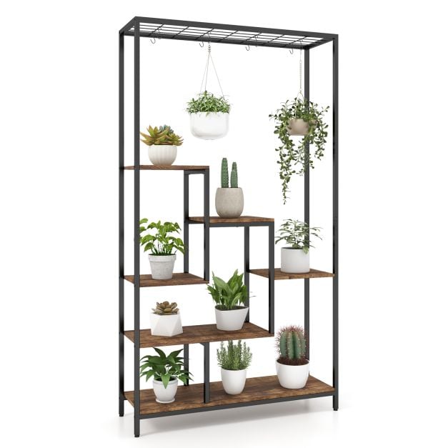 6 aukštų augalų stovas 180 cm rudas