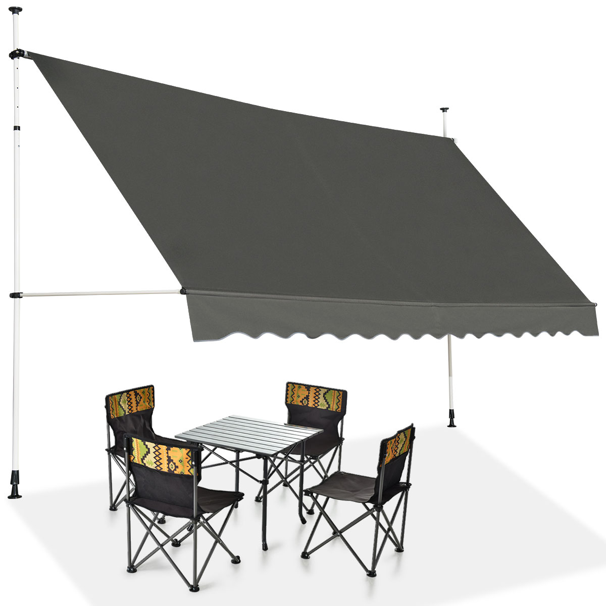 Teleskooppinen parvekkeen markiisi 395x120cm harmaa - Image 4