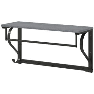 Seinale kinnitatav riidepuualus, hall, 5 konksu, 70 x 25 x 35,4 cm