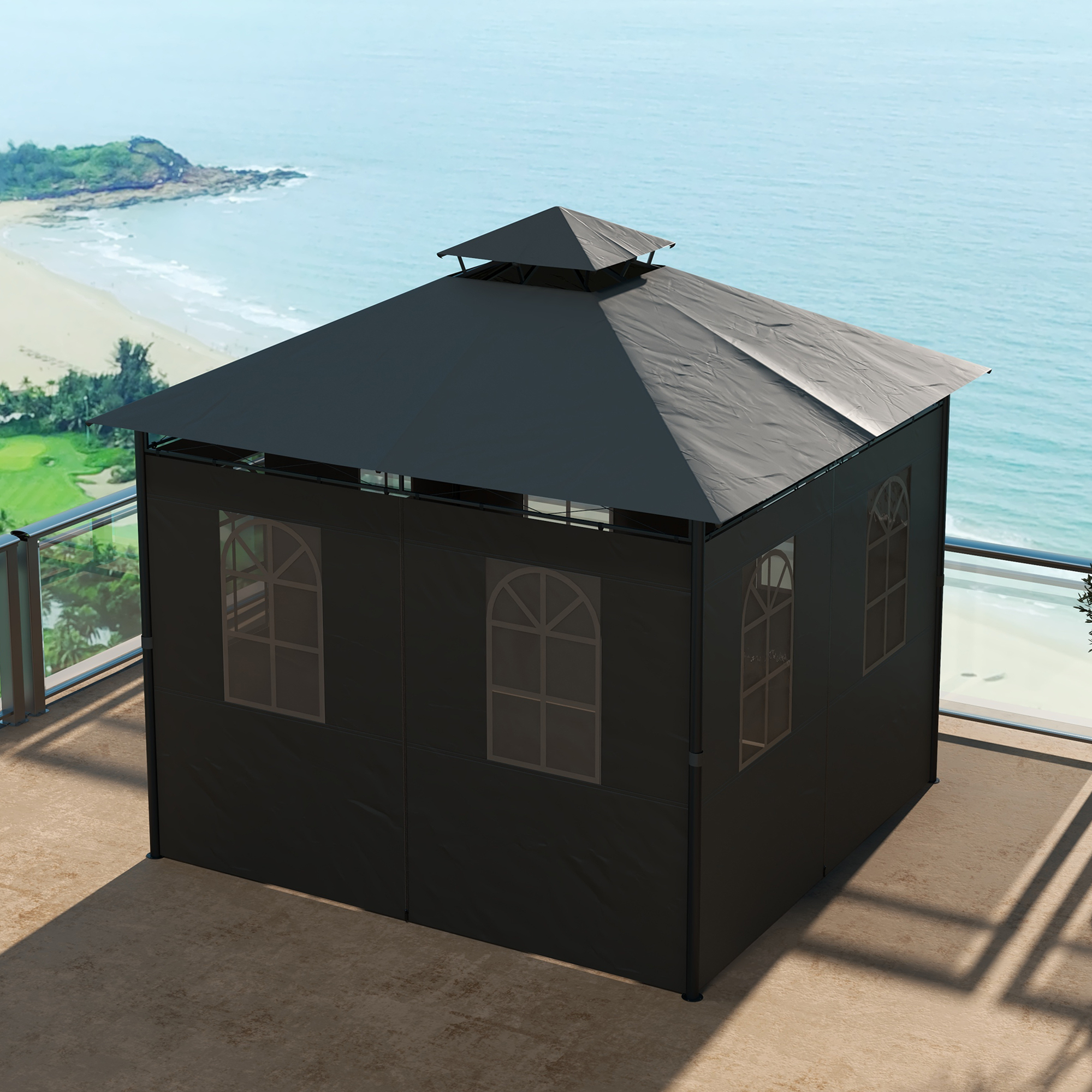 Pavillon ballīšu telts, 3 x 3 x 2,88 m, tumši pelēka - Image 7