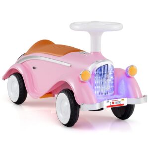 Laste istumissõiduk rooli ja LED-tuledega - Roosa