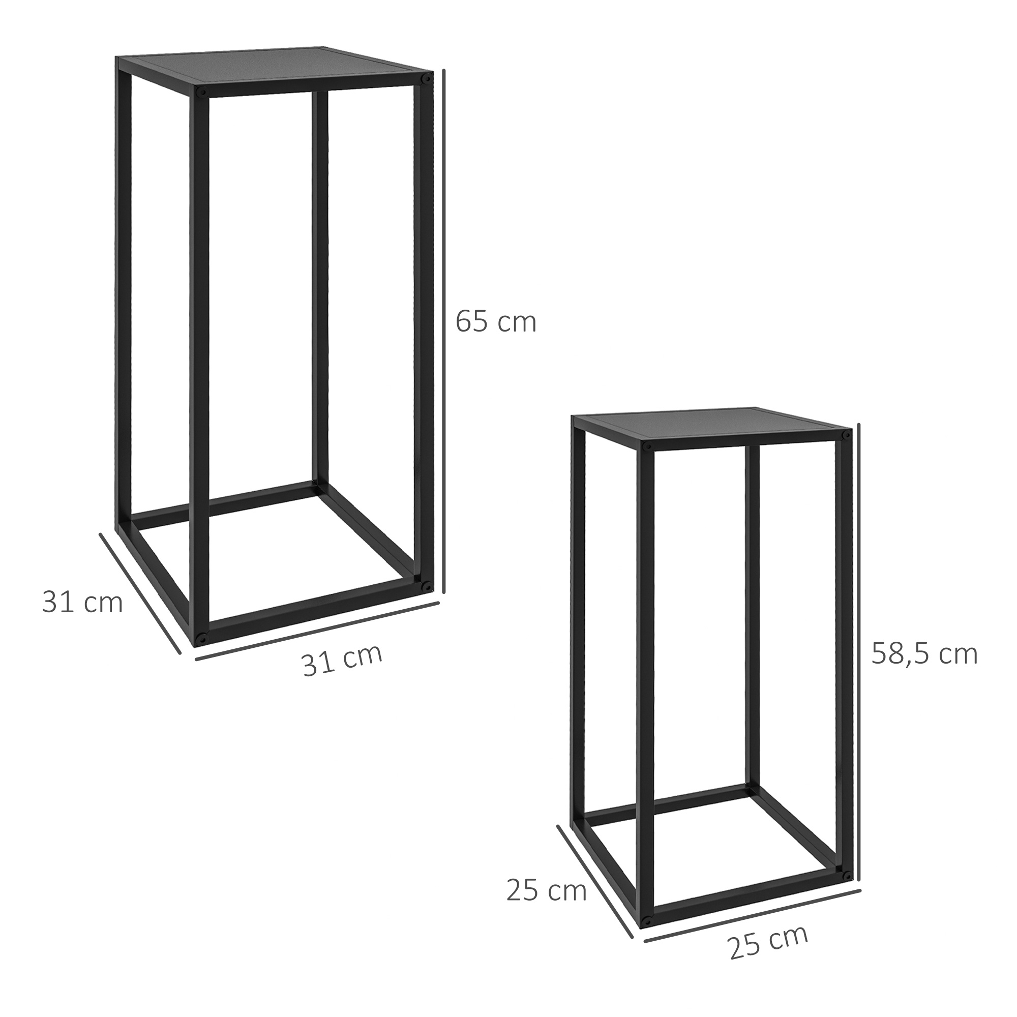 2 daļu augu statīvu komplekts, skandināvu dizains, metāla rāmis, melns, 58,5/65 cm - Image 3