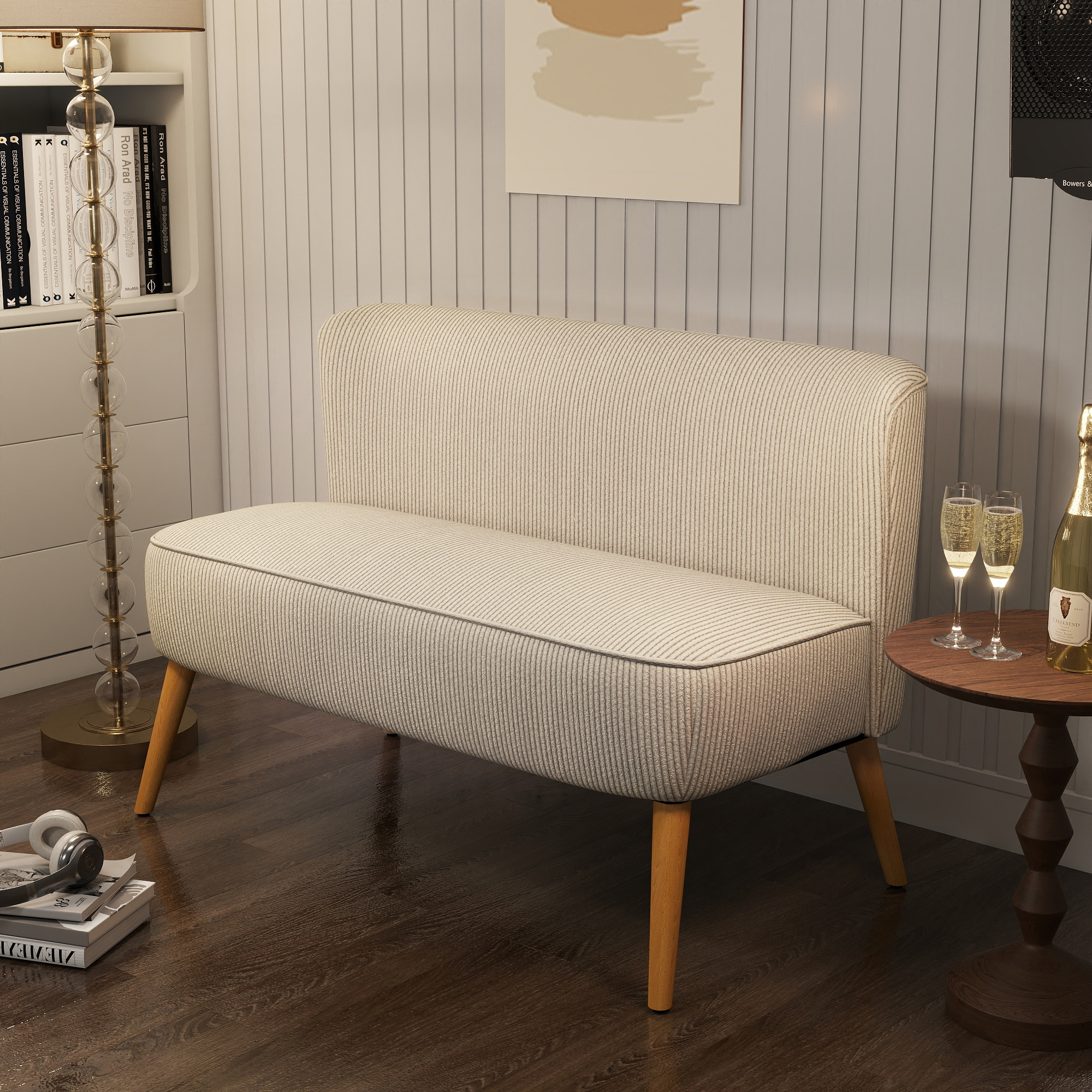 2 vietu sofa, mīksts polsterējums, viegli kopjams pārvalks, līdz 150 kg, 117 x 56,5 x 77 cm, krēmīgi balta - Image 2