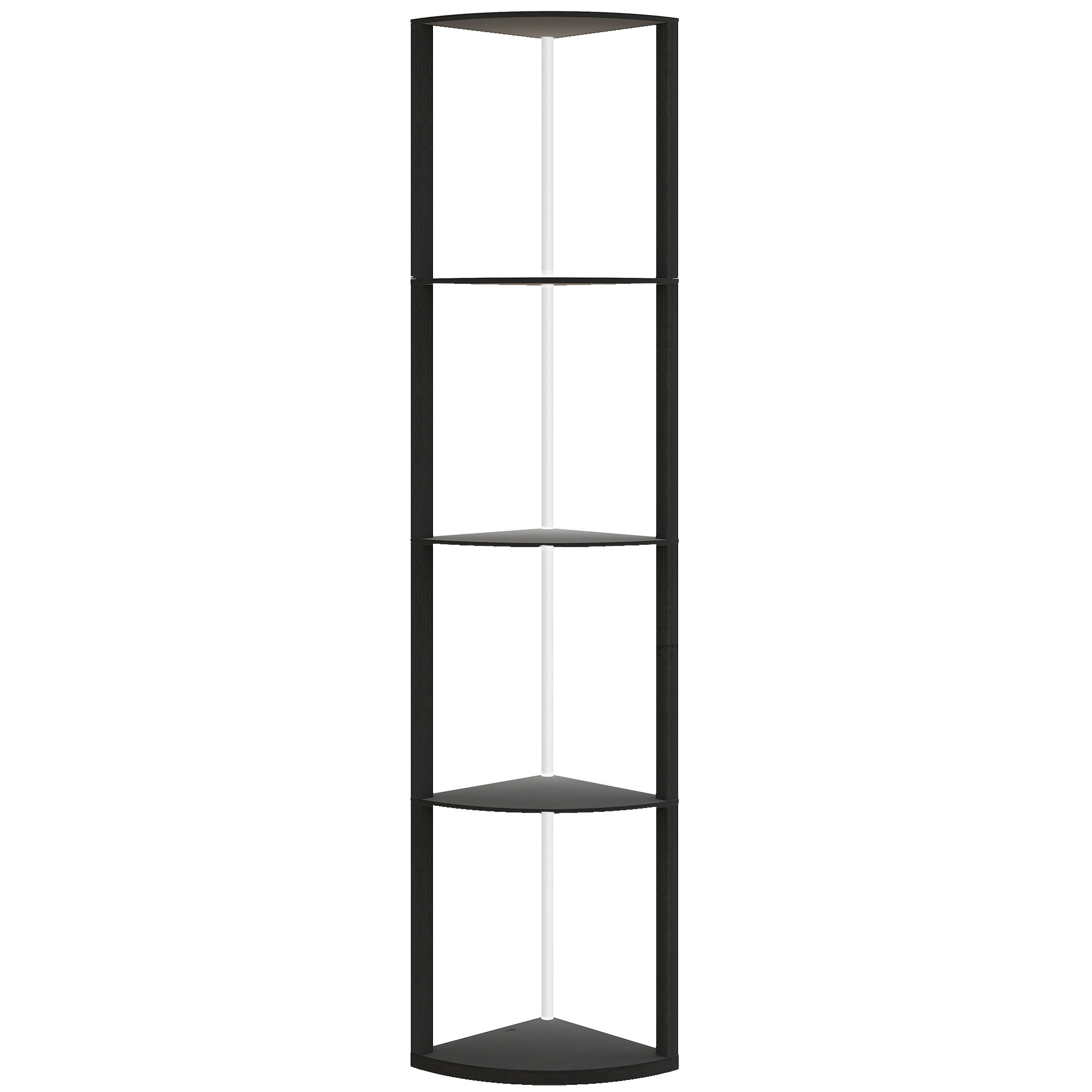 Stāvlampa ar plauktiem, melna, MDF, 42 x 29,5 x 163 cm