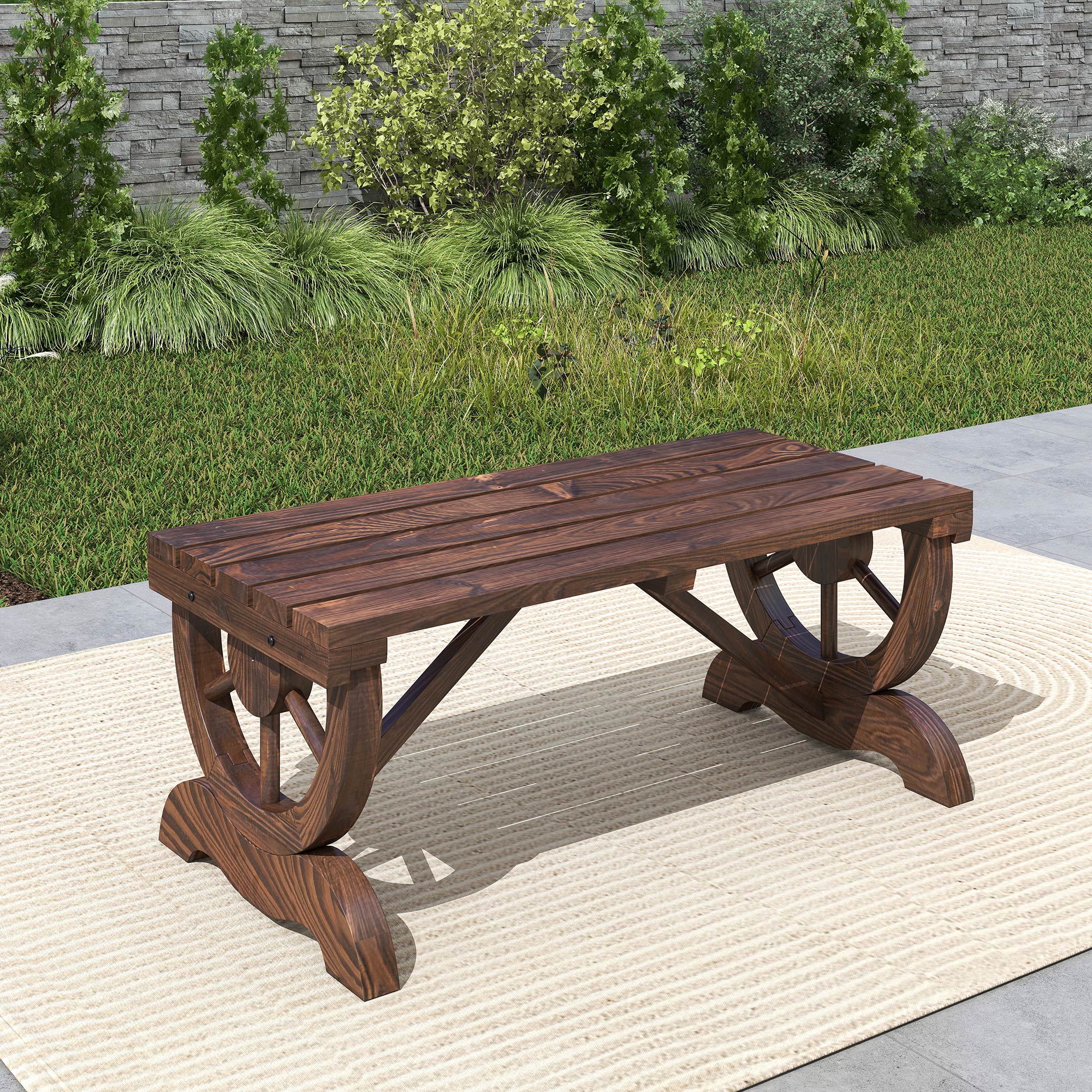 Puutarhapenkki, ruskea, 98 x 50 x 39,5 cm, 250 kg - Image 8