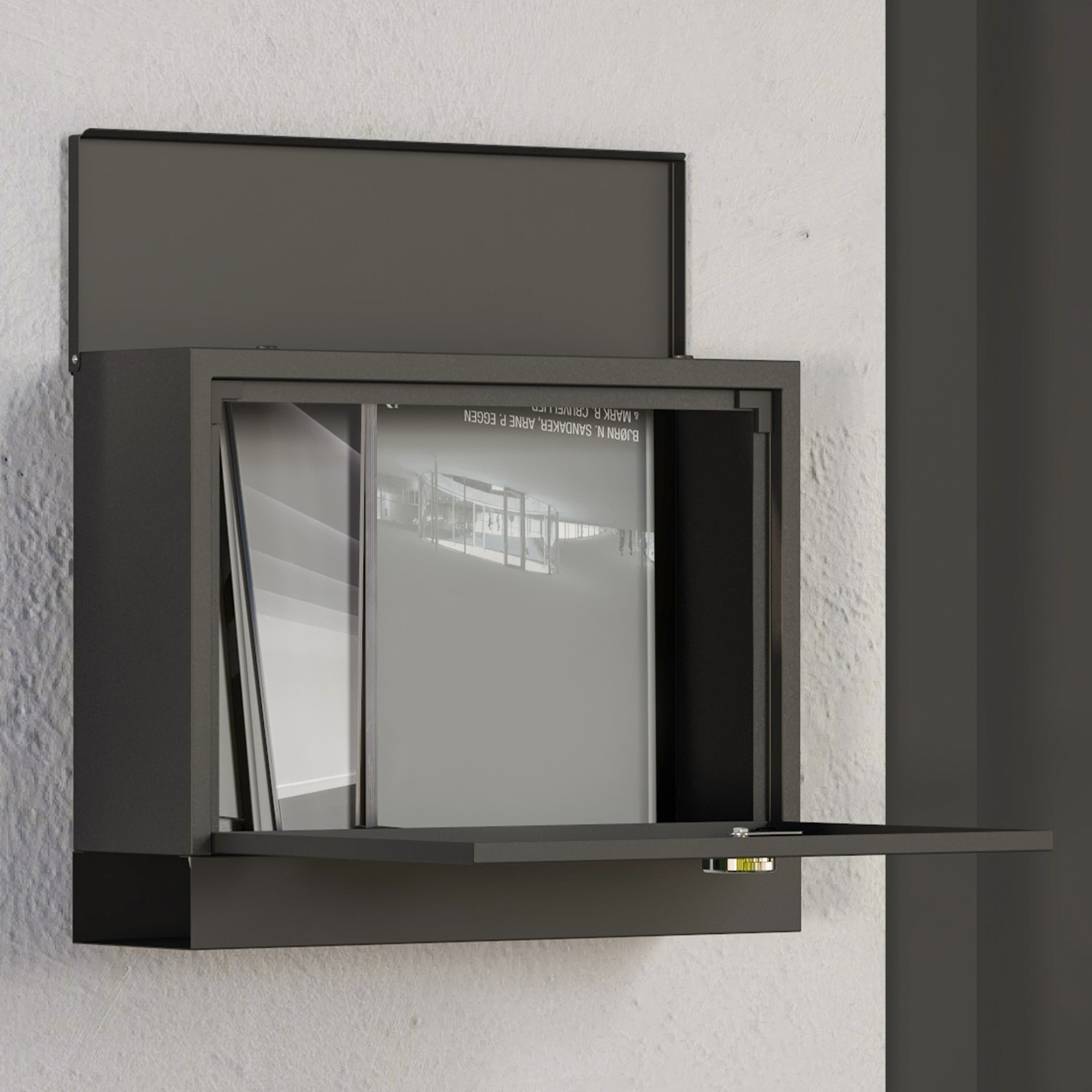 Metalinė pašto dėžutė, užrakinama, juoda, 36,5 x 11,5 x 29 cm - Image 9