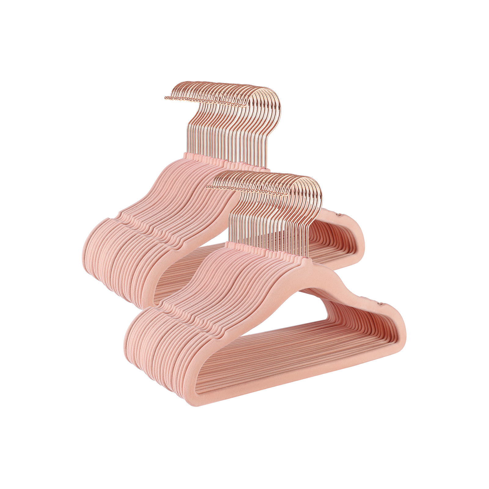 Laste riidepuud, 50 tk, sametiga, heleroosad, 30 x 0,5 x 20,5 cm