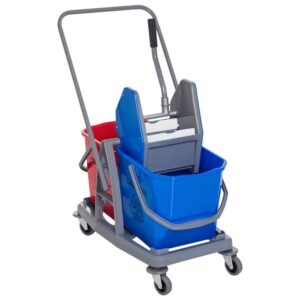 Puhastuskäru 2 ämbriga, metall + PP, sinine + punane, 73 x 45 x 92 cm
