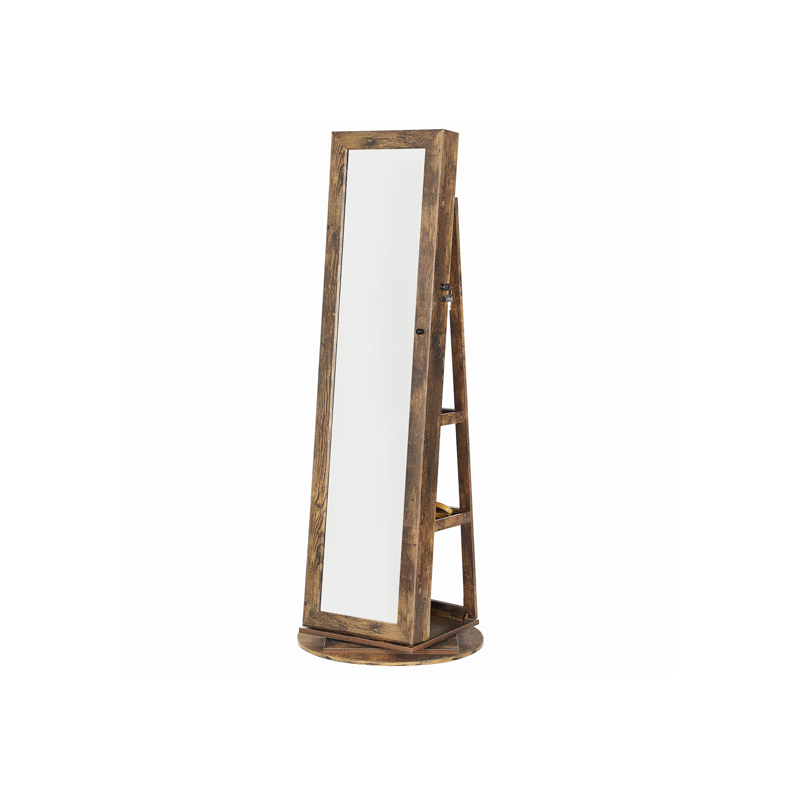 Pöörlev ehete kapp peegliga, 360°, vintagepruun, 54 x 54 x 161 cm