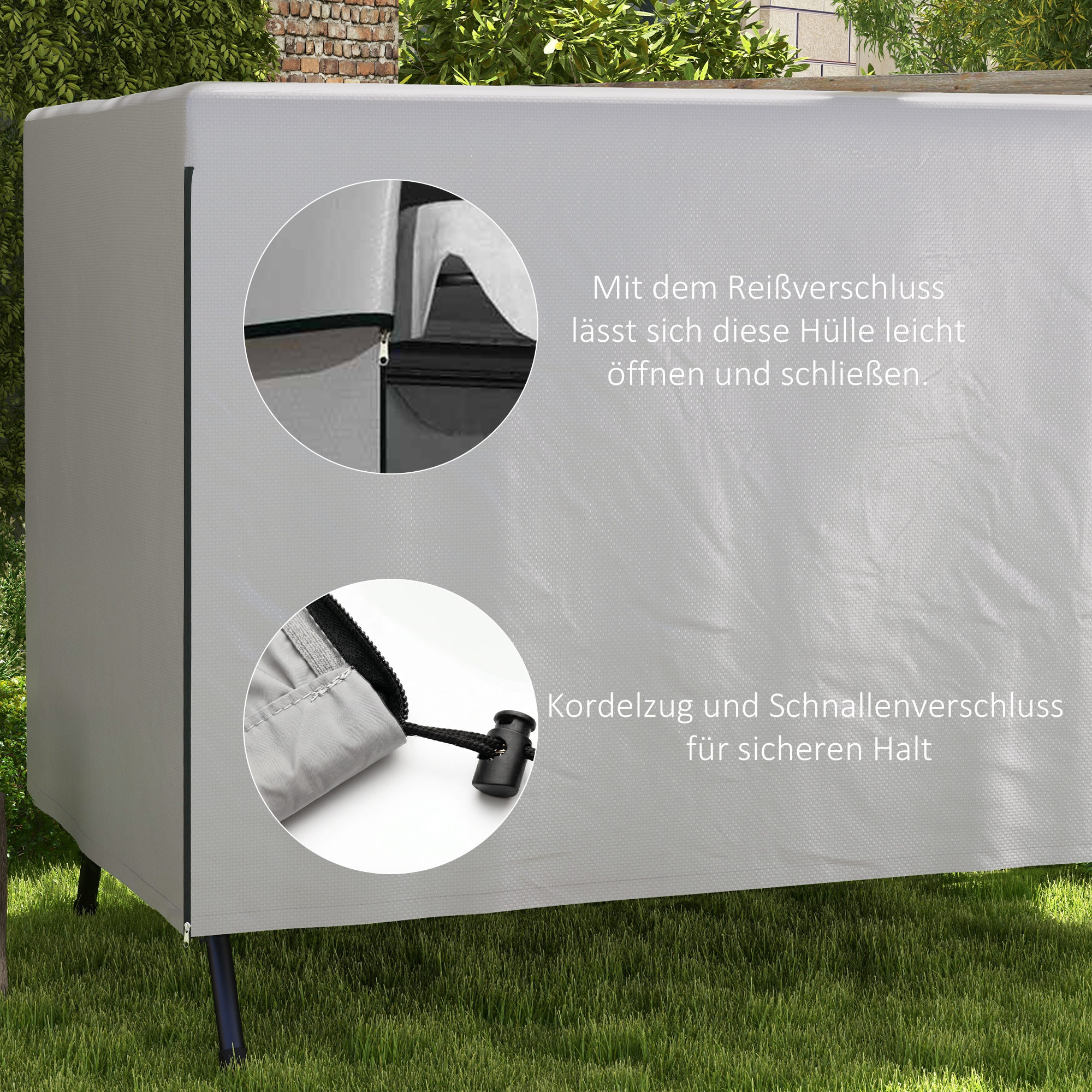 Ulkokalusteen suojapeite, 215 x 155 x 150 cm, harmaa - Image 5