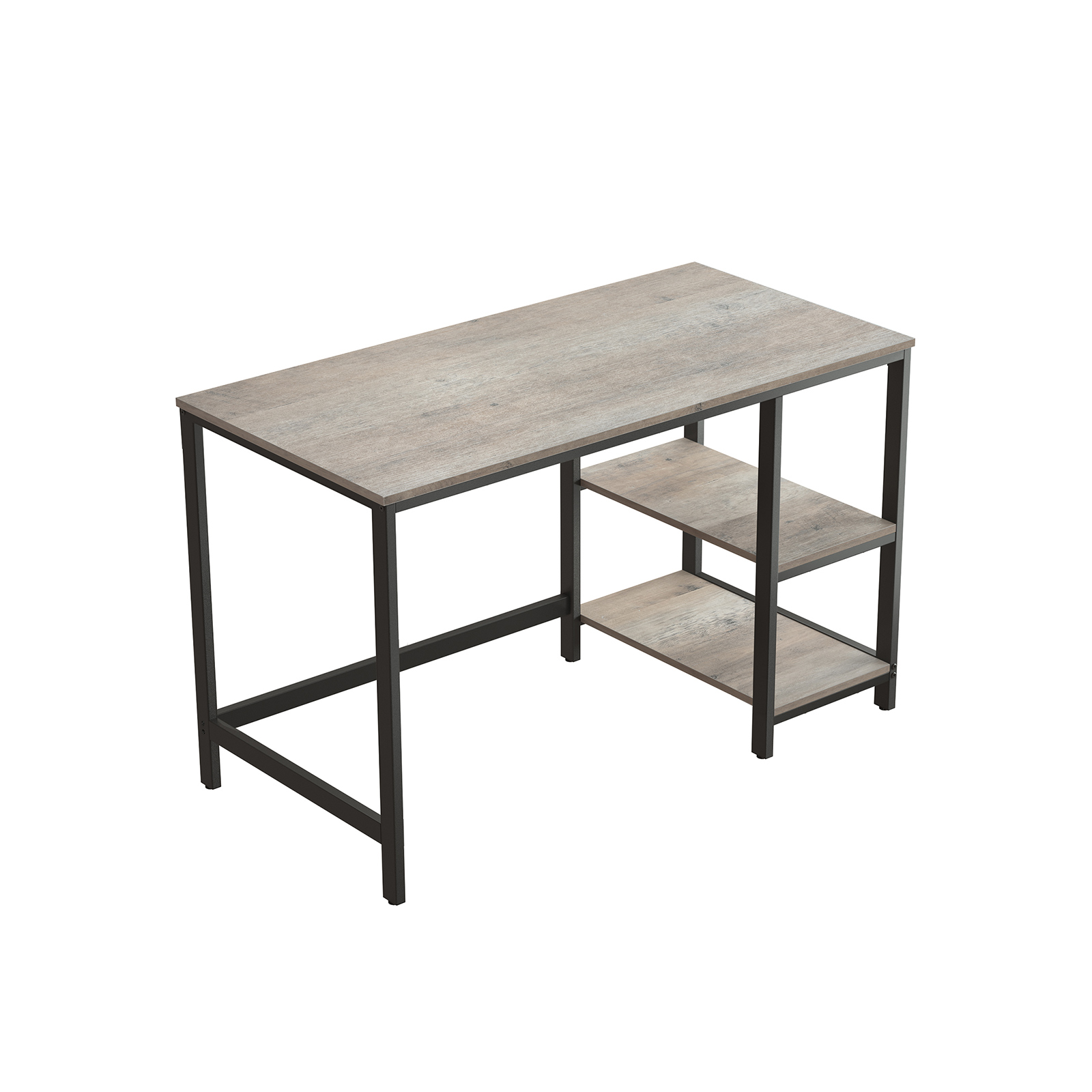 Arvutilaud, 120 x 60 x 75 cm, 2 riiulitasemega, puitlaastplaadist ja terasest, hallikaspruun-must