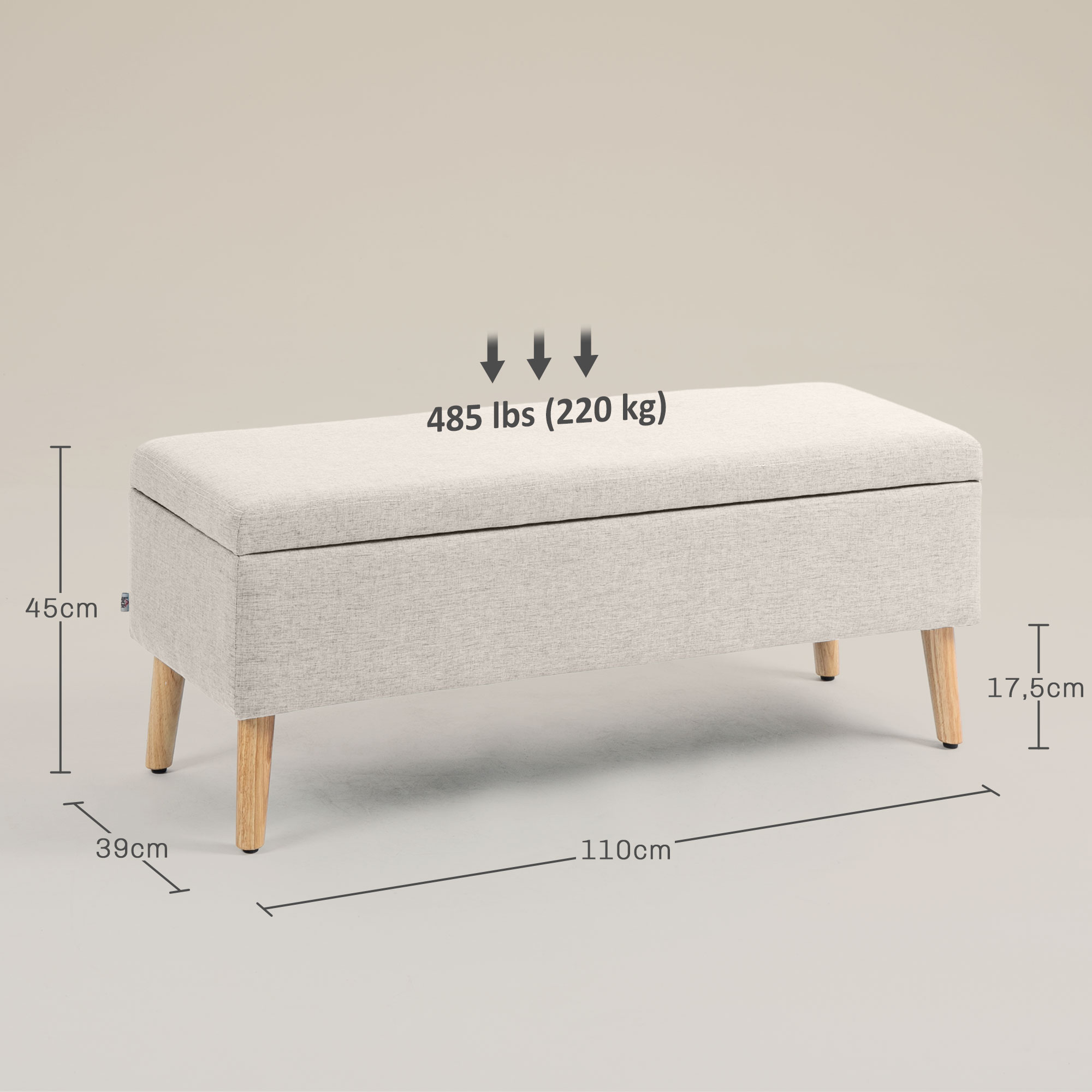 Sandėliavimo suolas, smėlinė, 110 x 39 x 45 cm - Image 3