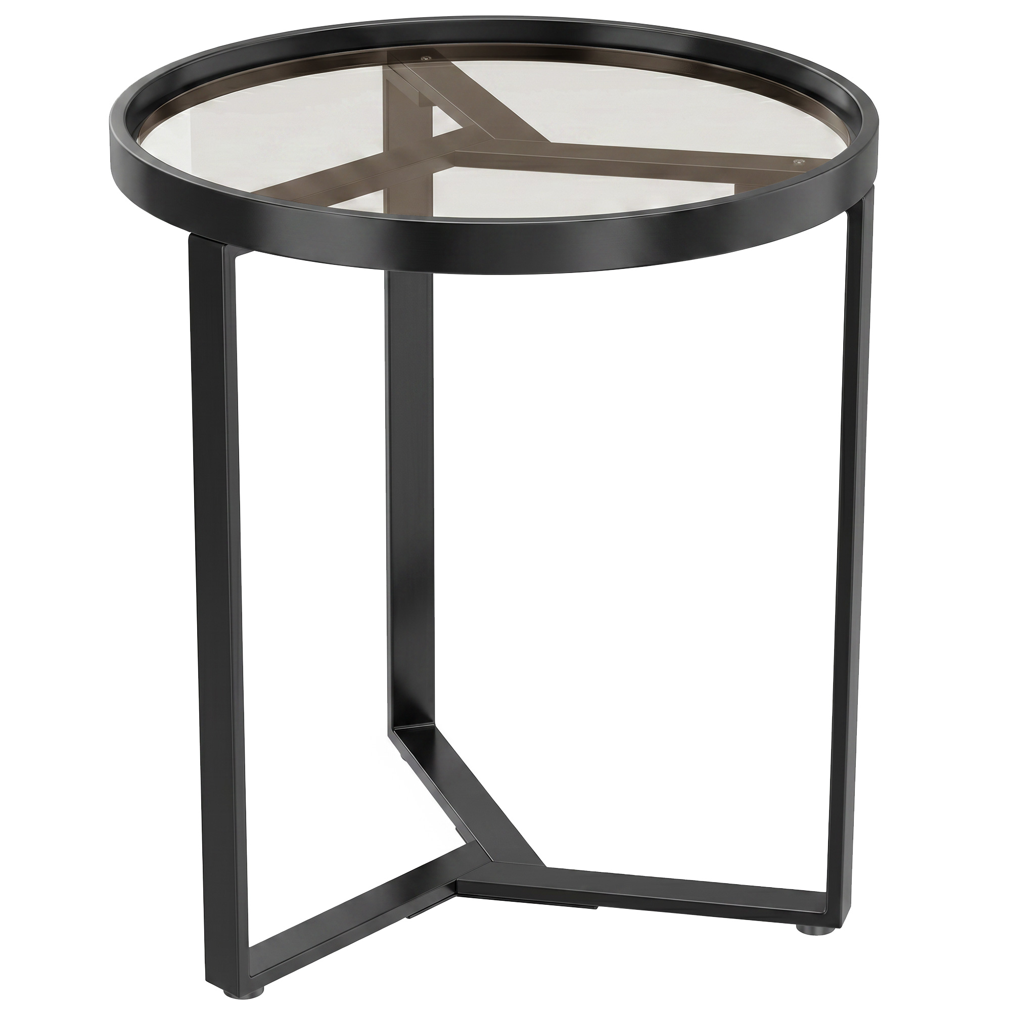Ümar abilaud karastatud klaasist pealispinna ja geomeetrilise metallraamiga, must, 45 x 45 x 50 cm