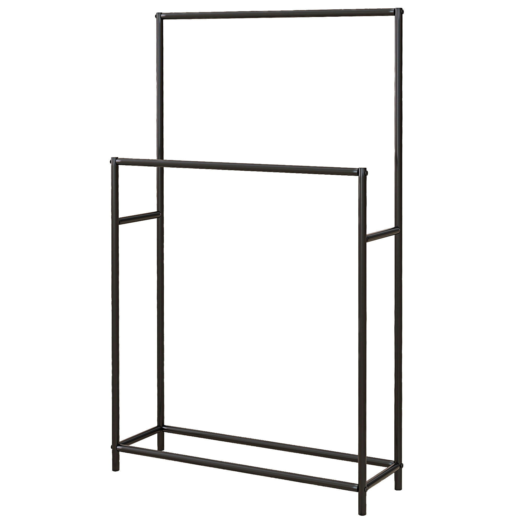 Laisvai pastatomas rankšluosčių laikiklis su 2 skersiniais, juodas, 66 x 20 x 110 cm