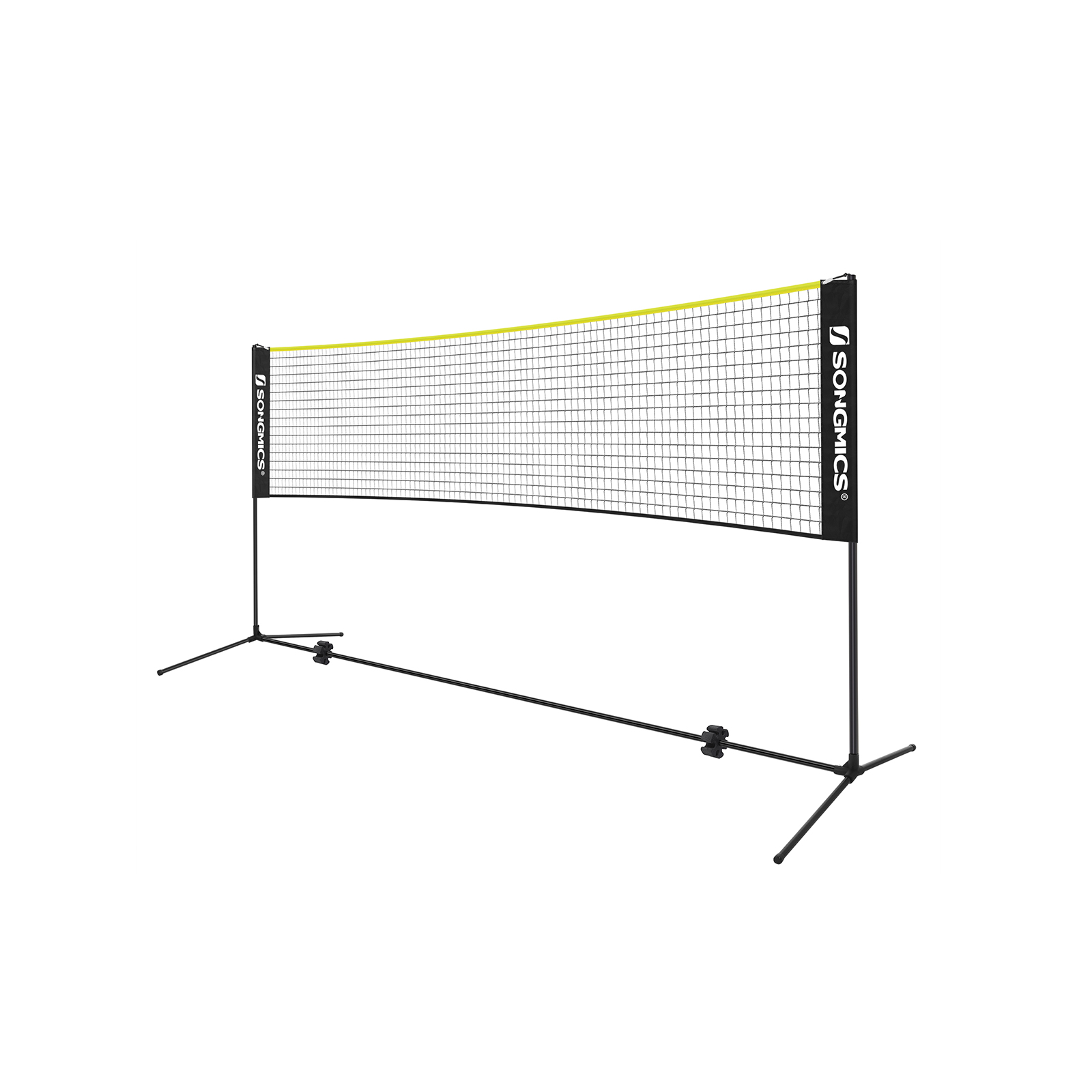 Badmintona tīkls ar regulējamu augstumu, 500 x 103 x 155 cm, melns-dzeltens