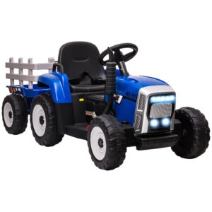 Laste elektriauto haagisega, puldiga, tuled, 3-6 km/h, 3-6 aastat, sinine