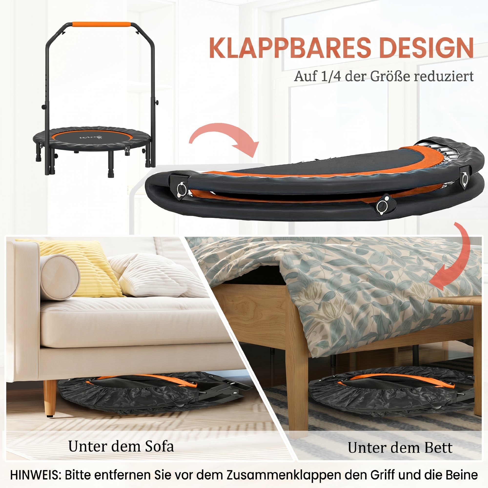 Sulankstomas fitneso batutas su reguliuojama rankena, Ø102 cm, juodas - Image 5