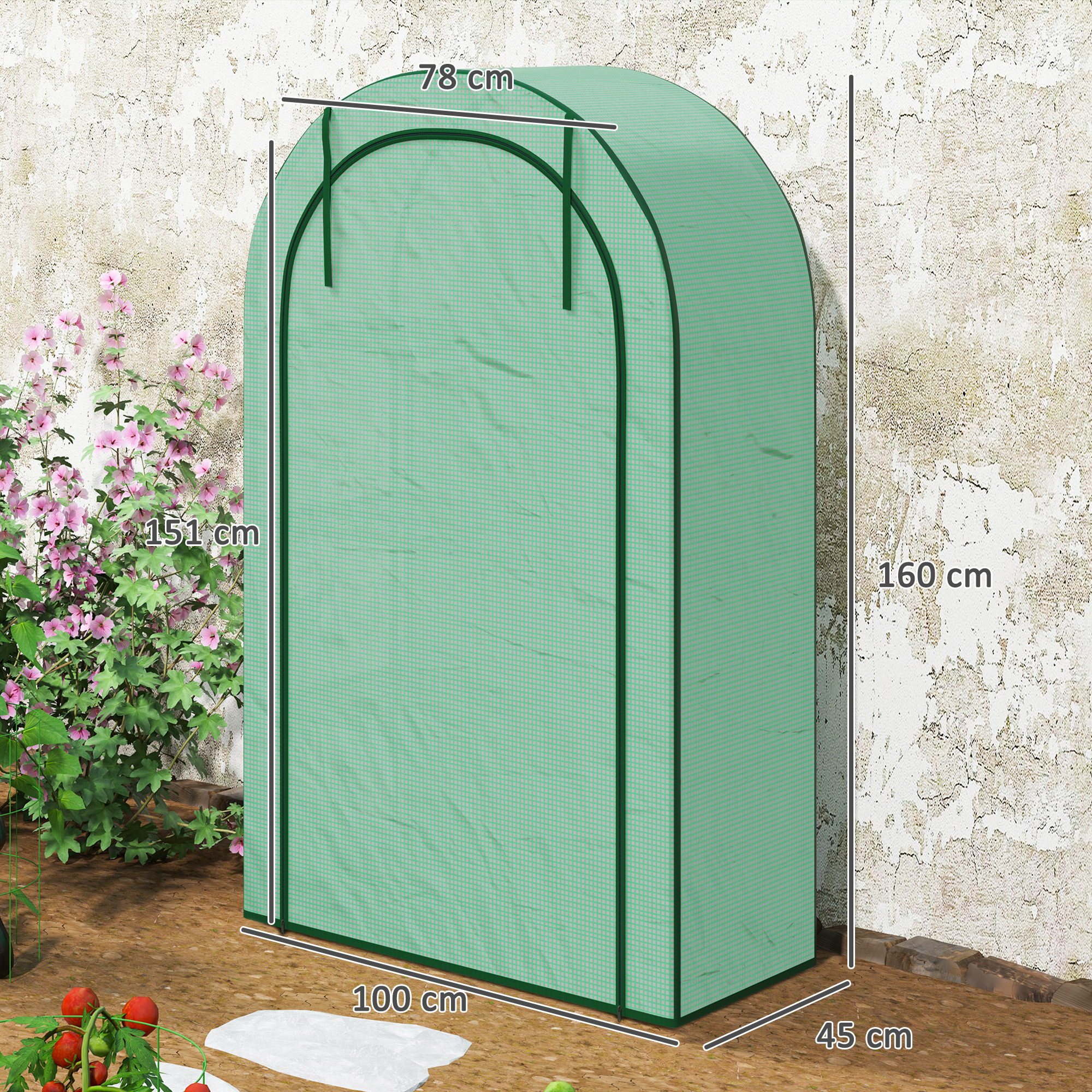 Mini siltumnīca, 4 līmeņu, ar plastmasas pārsegu, zaļa, 100 x 45 x 160 cm - Image 3
