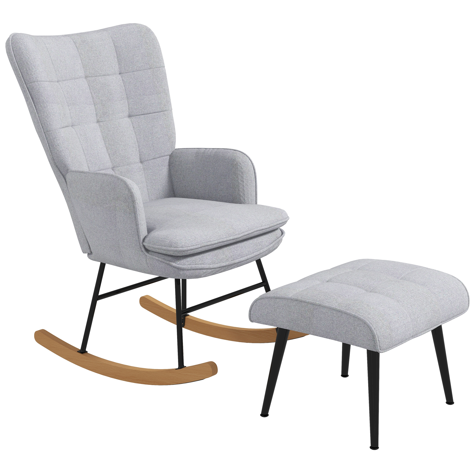 Kiiktool ottomaniga, Skandidesign, helehall, 64 x 89 x 90 cm