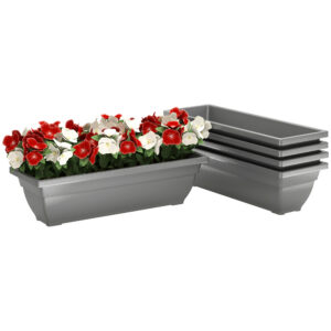 5-osaline lillepottide komplekt, plastmassist, hall, 59 x 21 x 16 cm