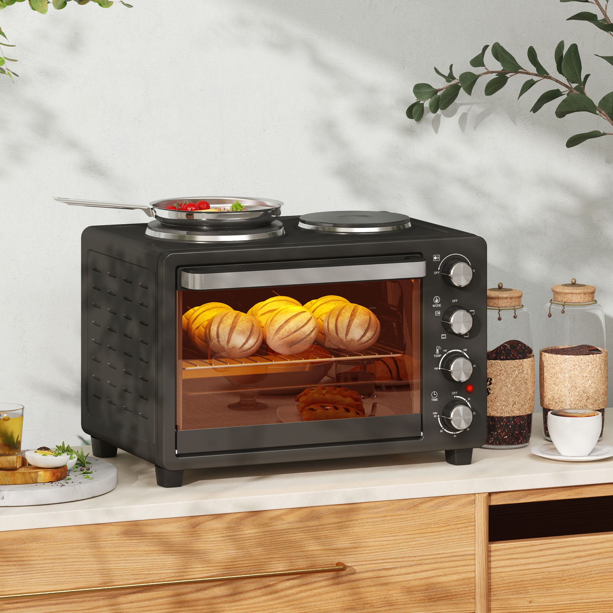 Mini orkaitė su kaitlentėmis, 28 L, juoda, 2600 W - Image 2