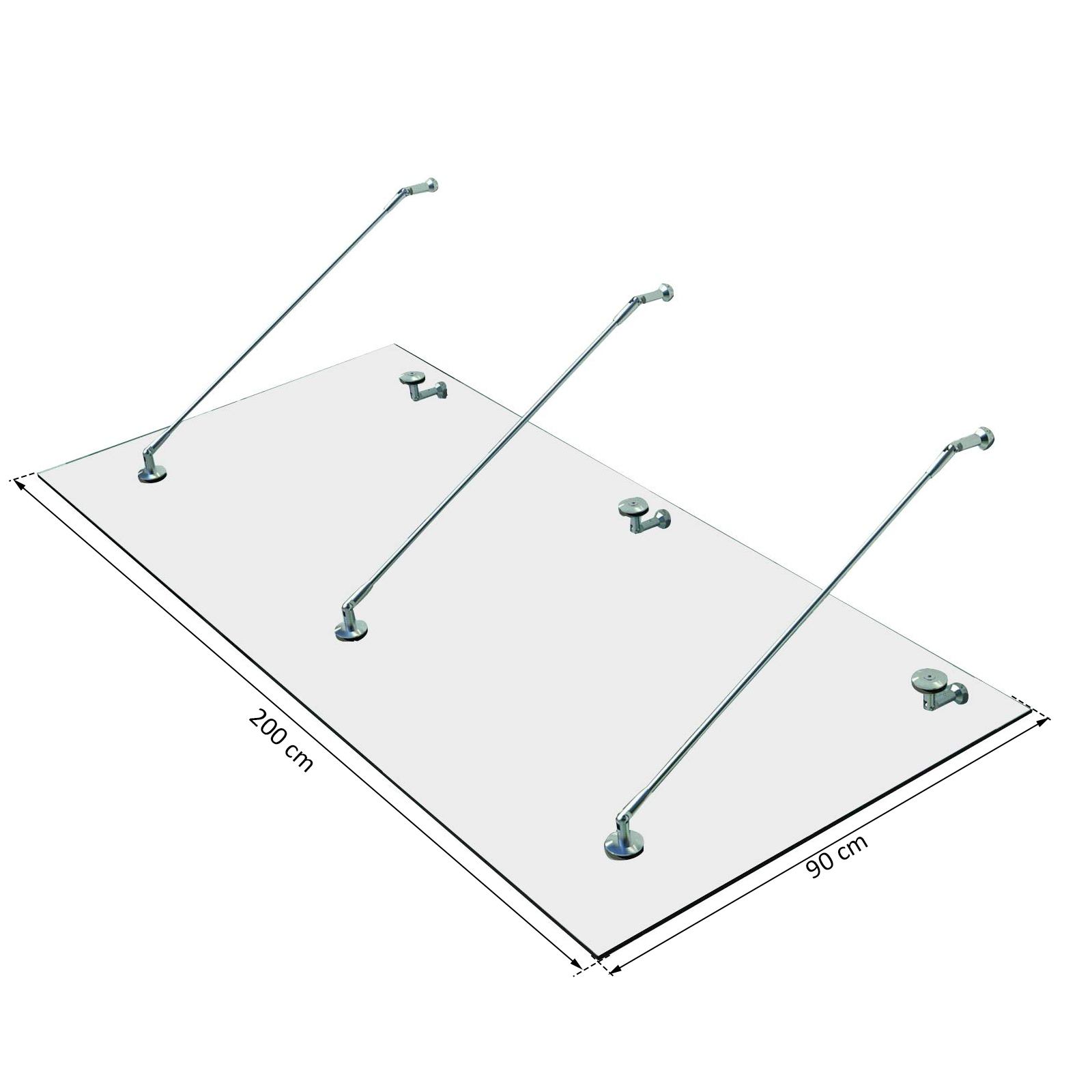Stiklinis stogelis durims, skaidrus, nerūdijantis plienas, 200 x 90 cm - Image 3