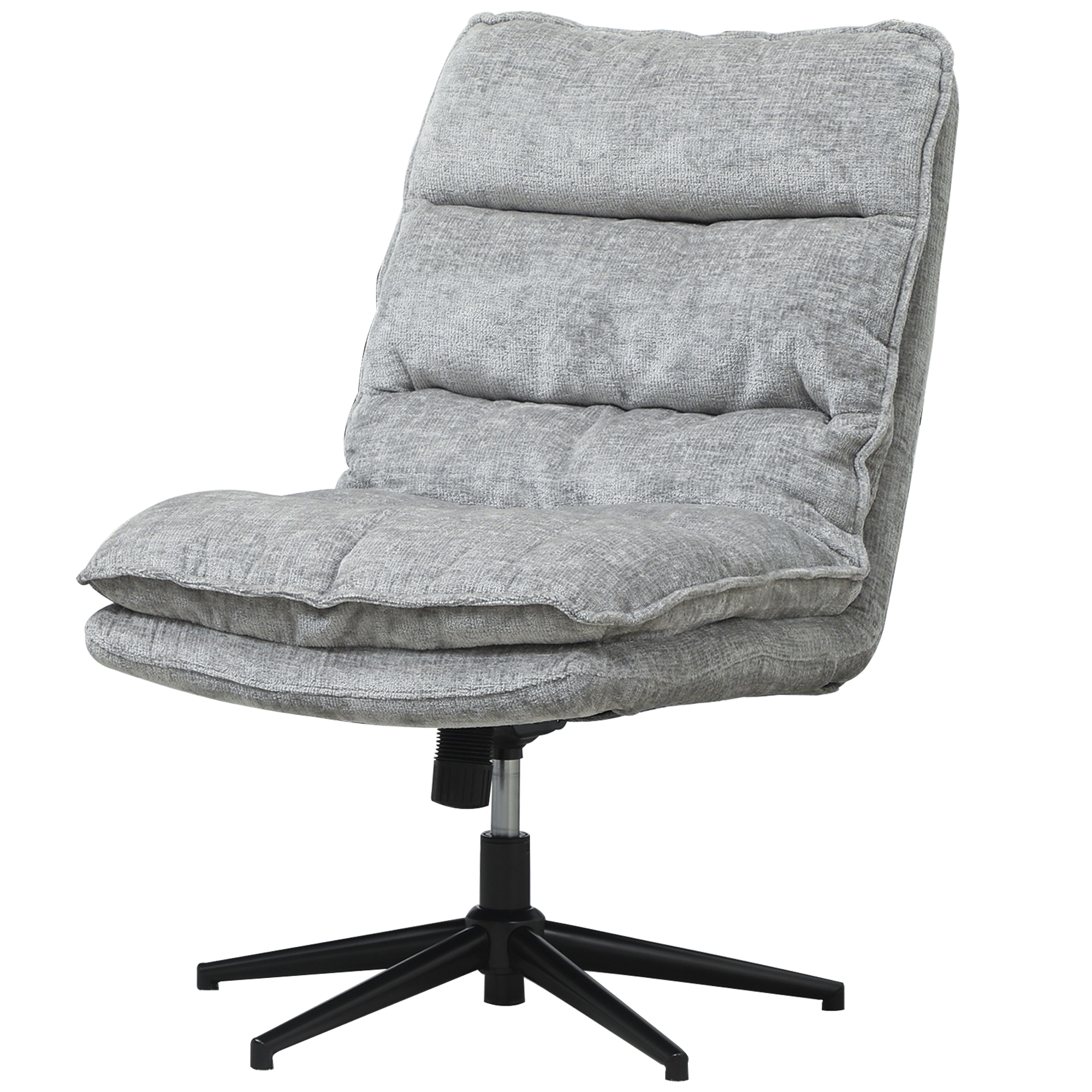 Kääntyvä toimistotuoli ilman käsinojia, pehmeällä Chenille-kankaalla, harmaa, 63,5 x 81 x 96-102 cm